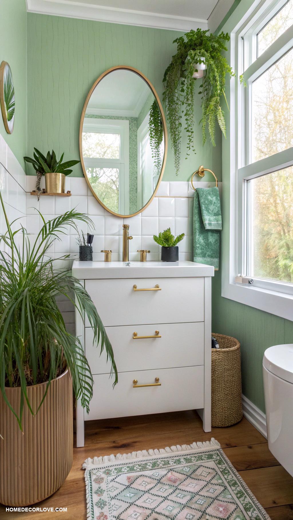 small full bathroom ideas Incorporate plants for a fresh feel
