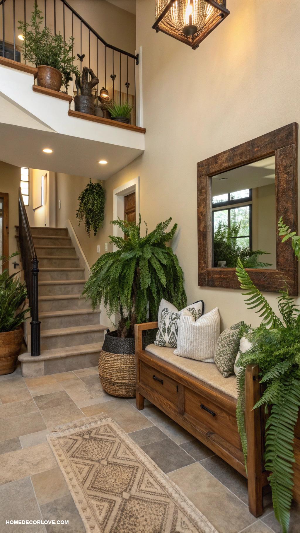 split level entryway Incorporate natural elements with plants