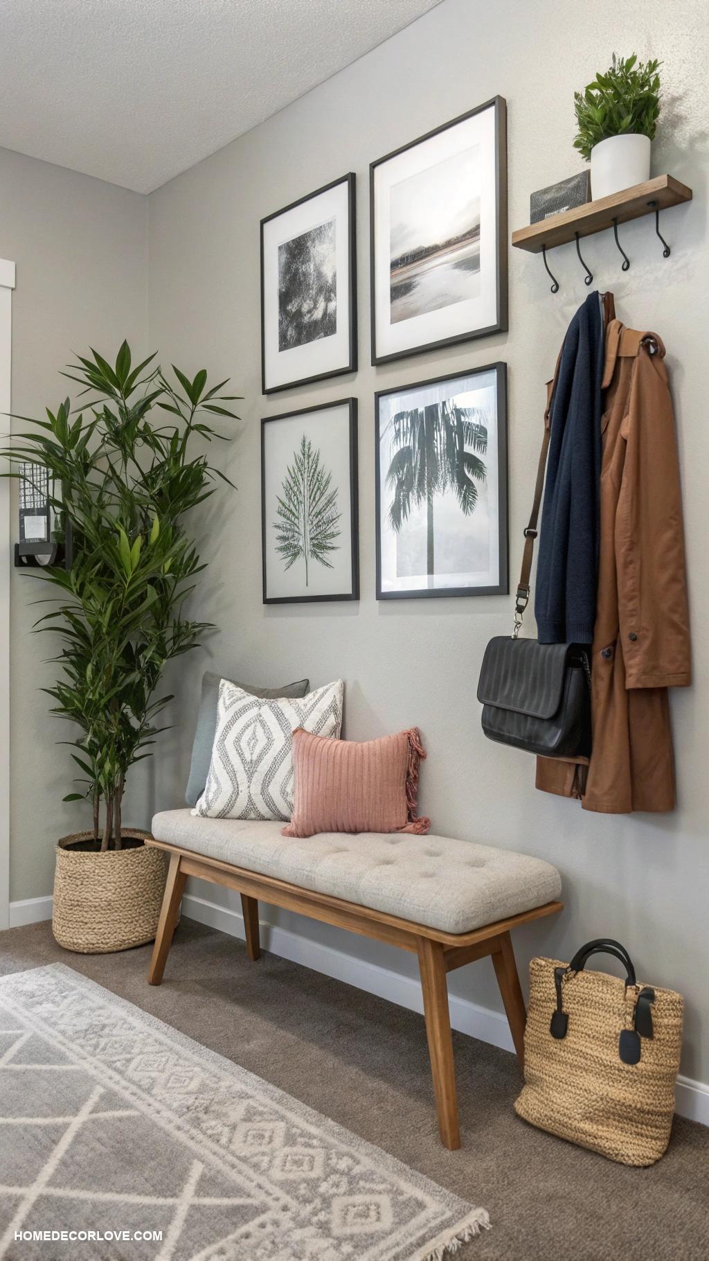 apartment entryway ideas Add a small bench for seating