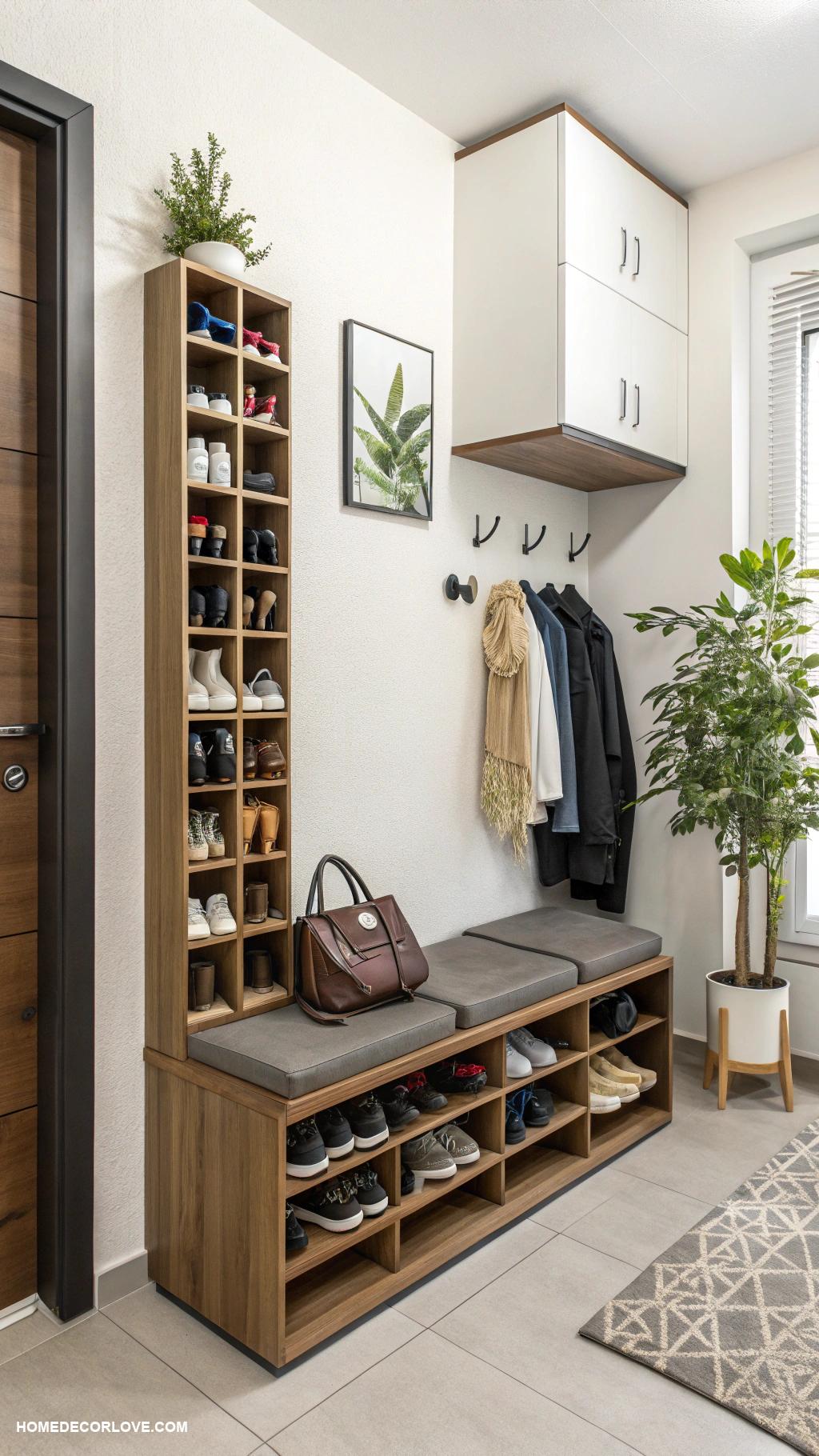 apartment entryway ideas Create shoe storage solutions
