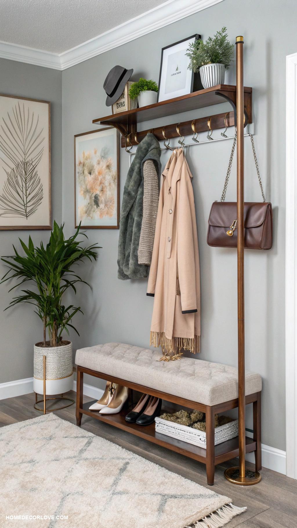 apartment entryway ideas Install a stylish coat rack
