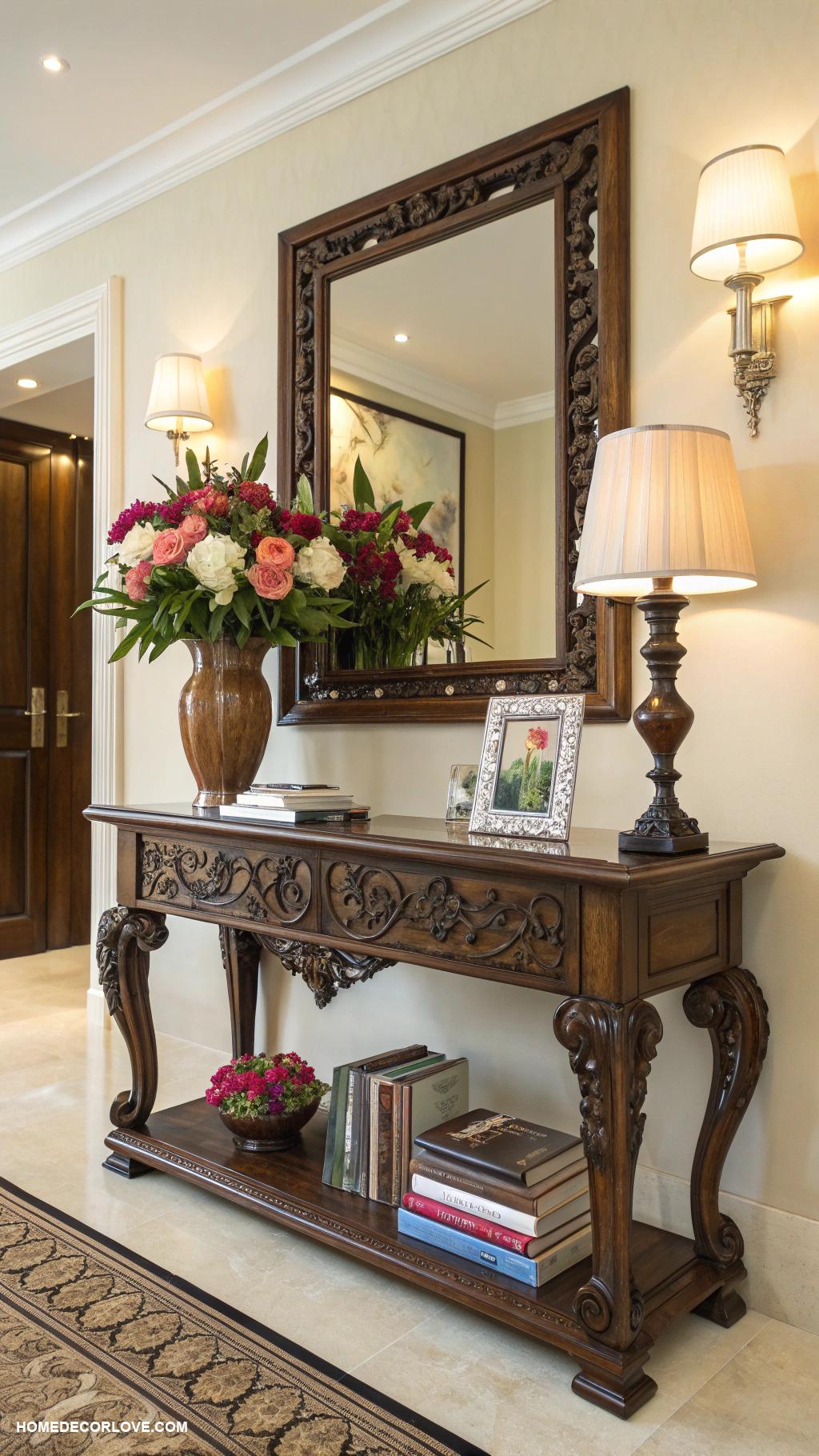apartment entryway ideas Use a decorative console table