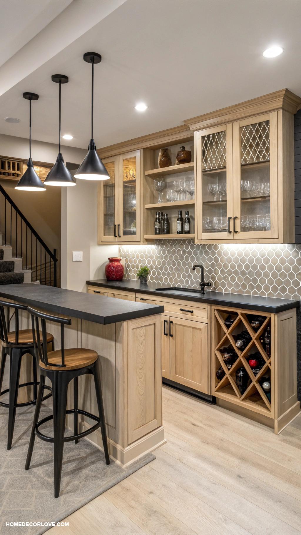 basement kitchenette Built in storage to minimize clutter