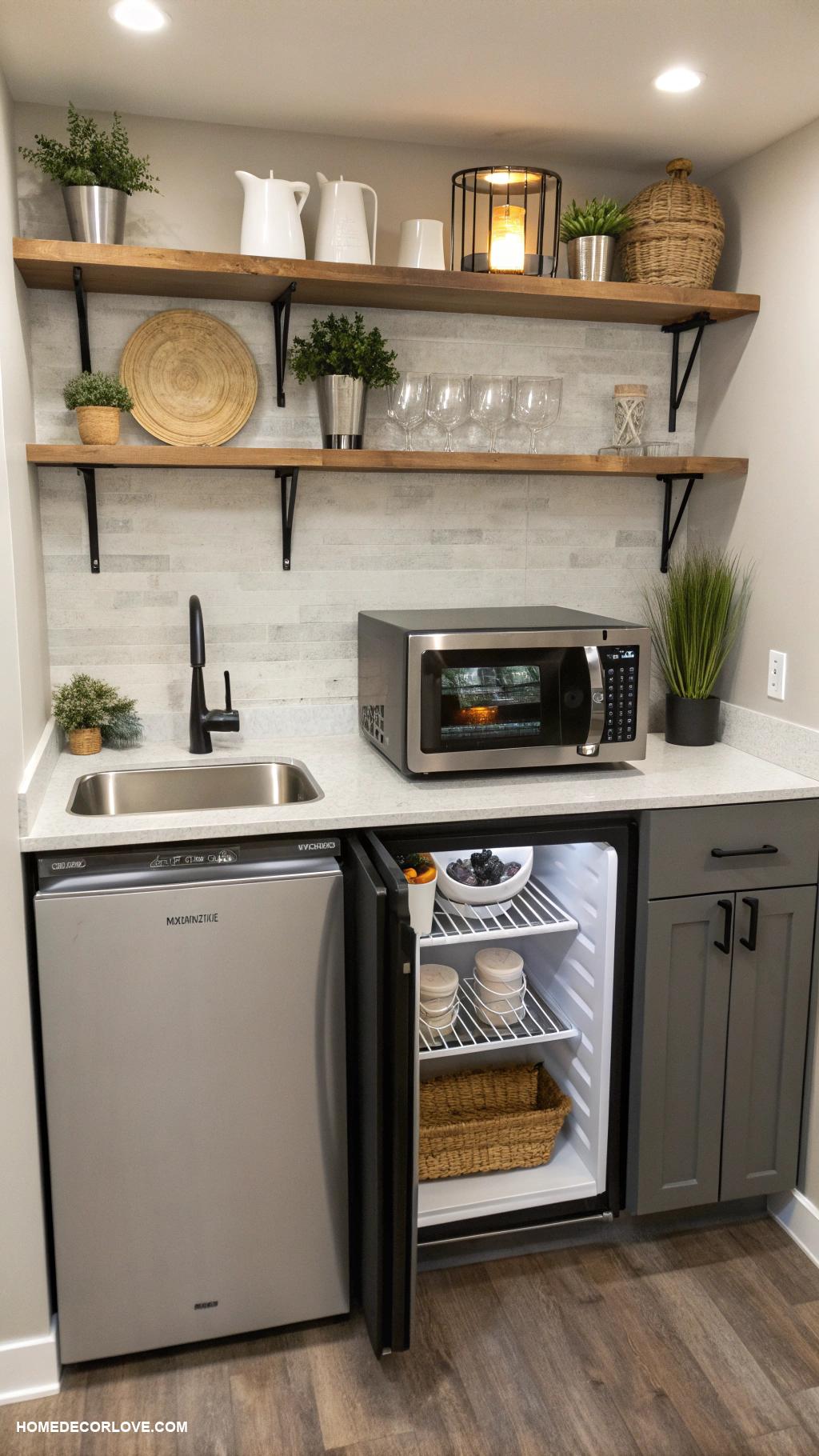 basement kitchenette Compact appliances for small spaces
