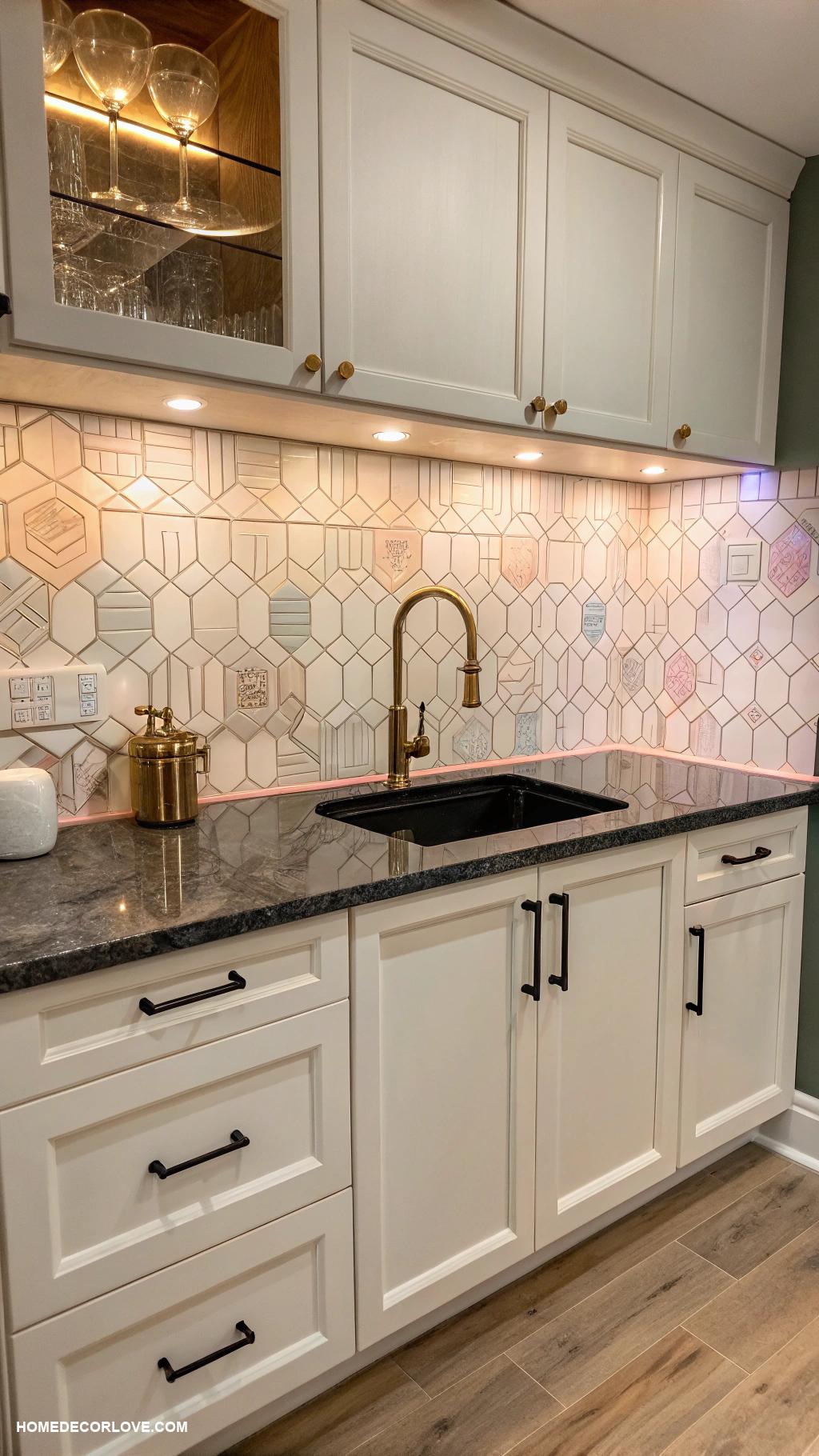 basement kitchenette Stylish backsplash for aesthetic appeal