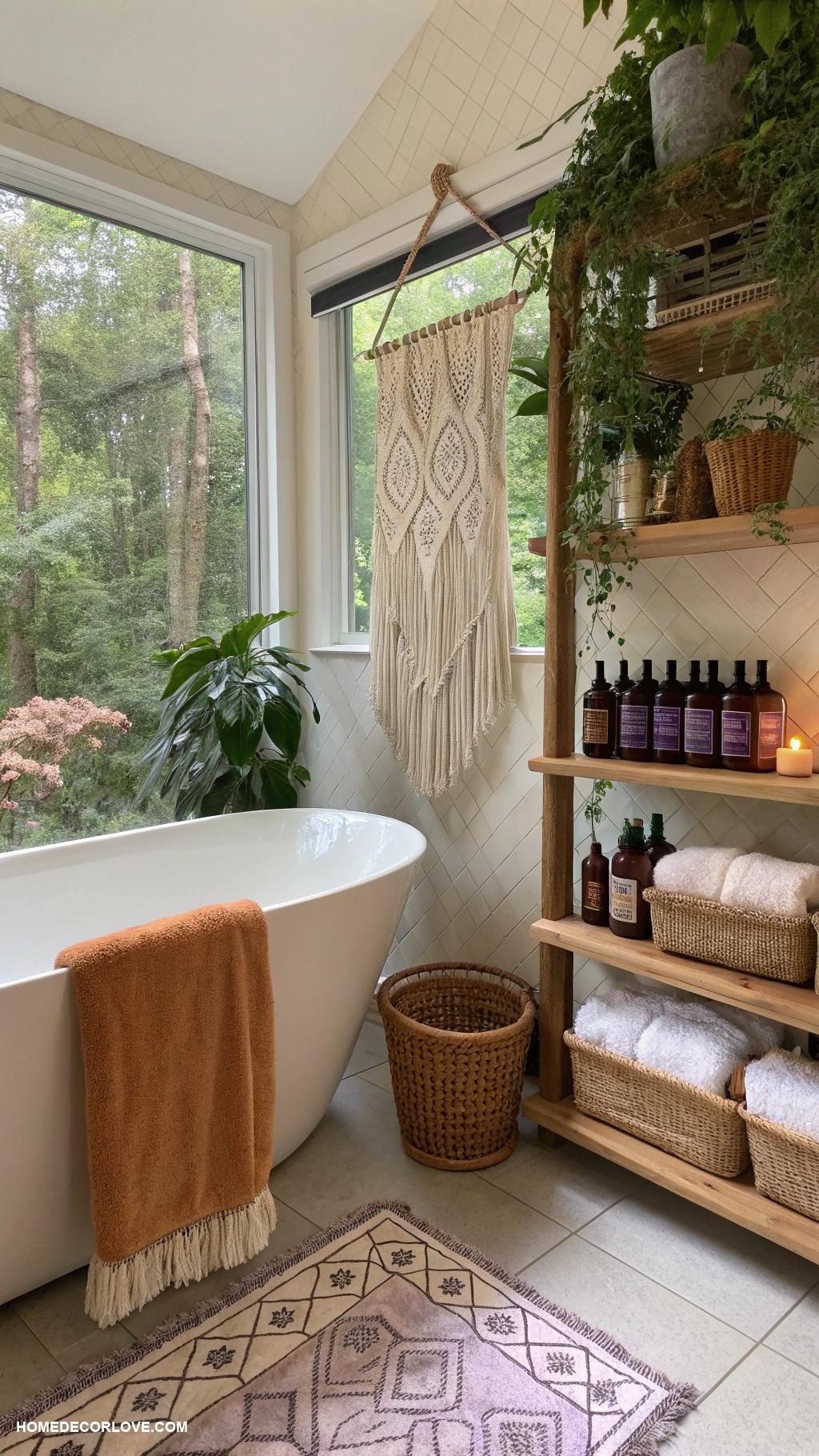 boho bathroom Essential oils for relaxing scents