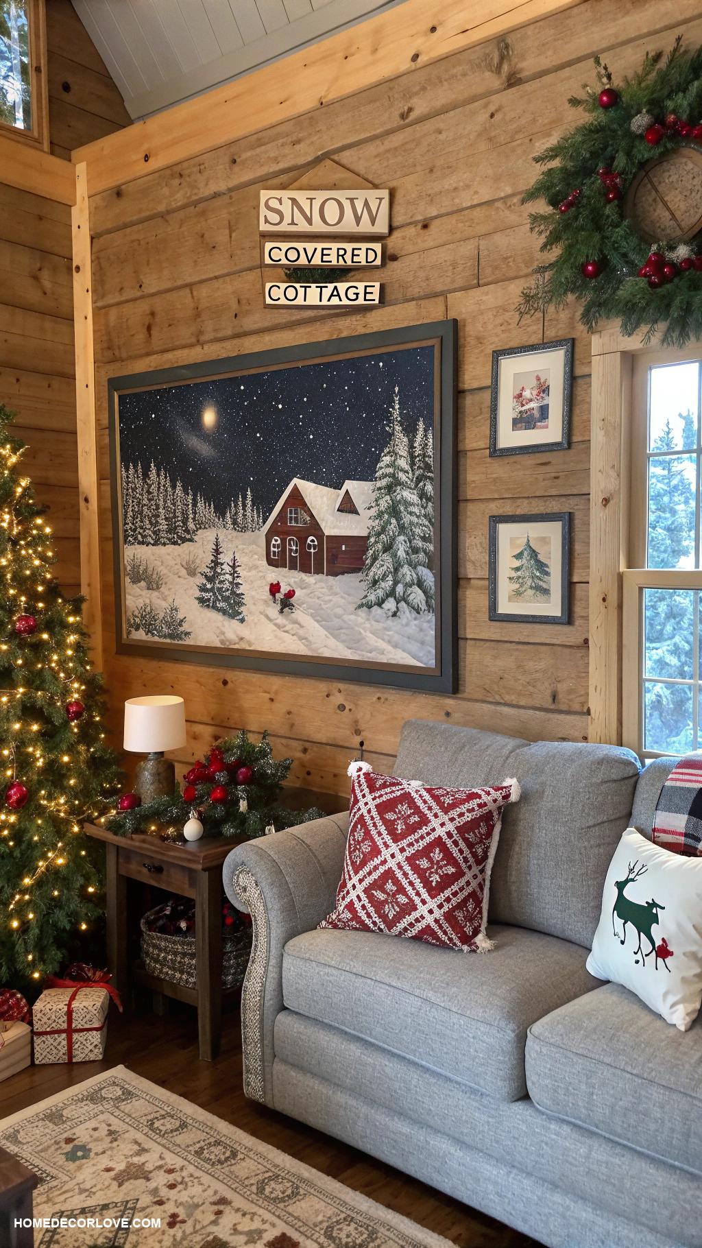 christmas cottage decor Charming holiday themed wall art
