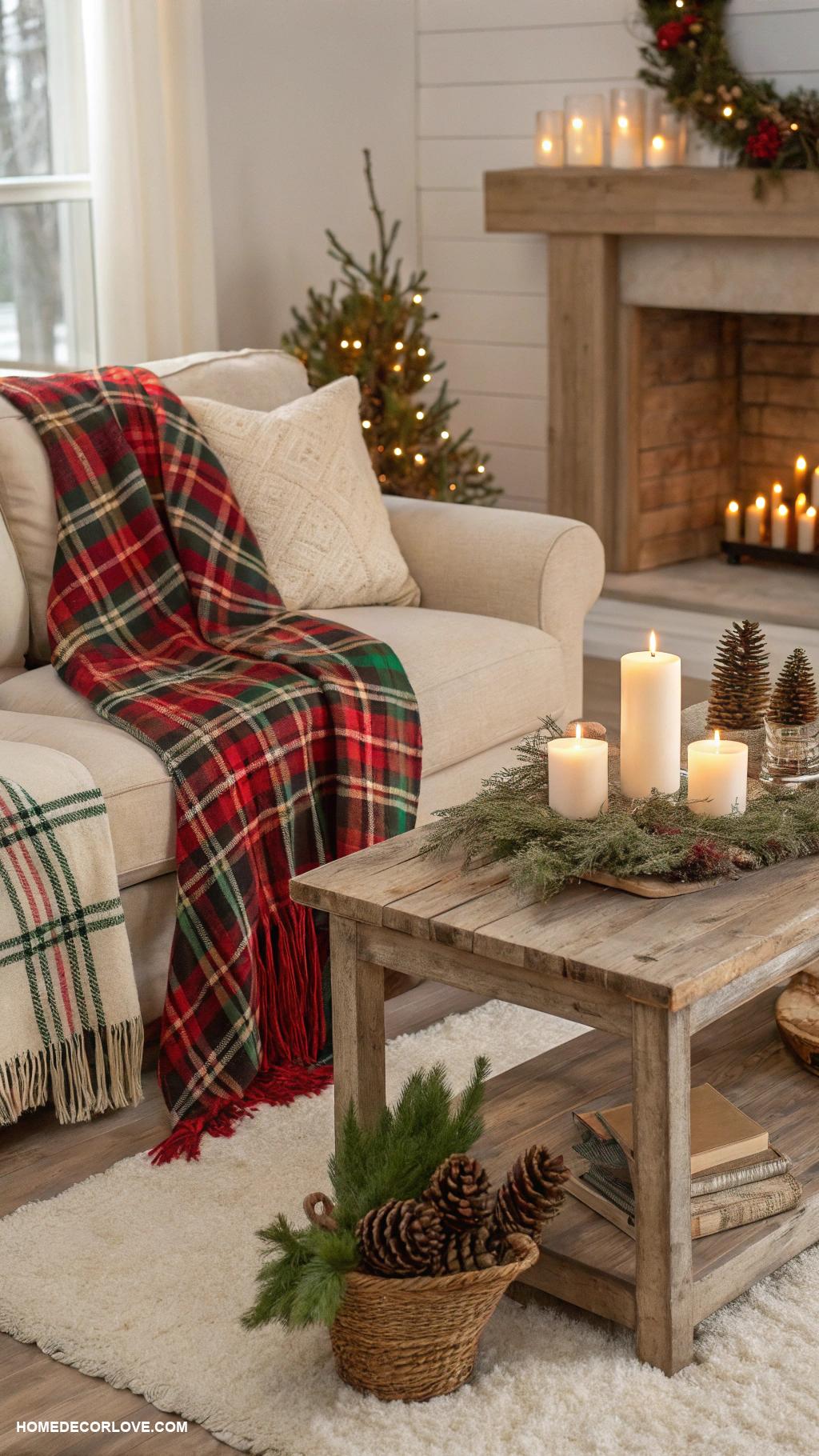 christmas cottage decor Cozy plaid throw blankets