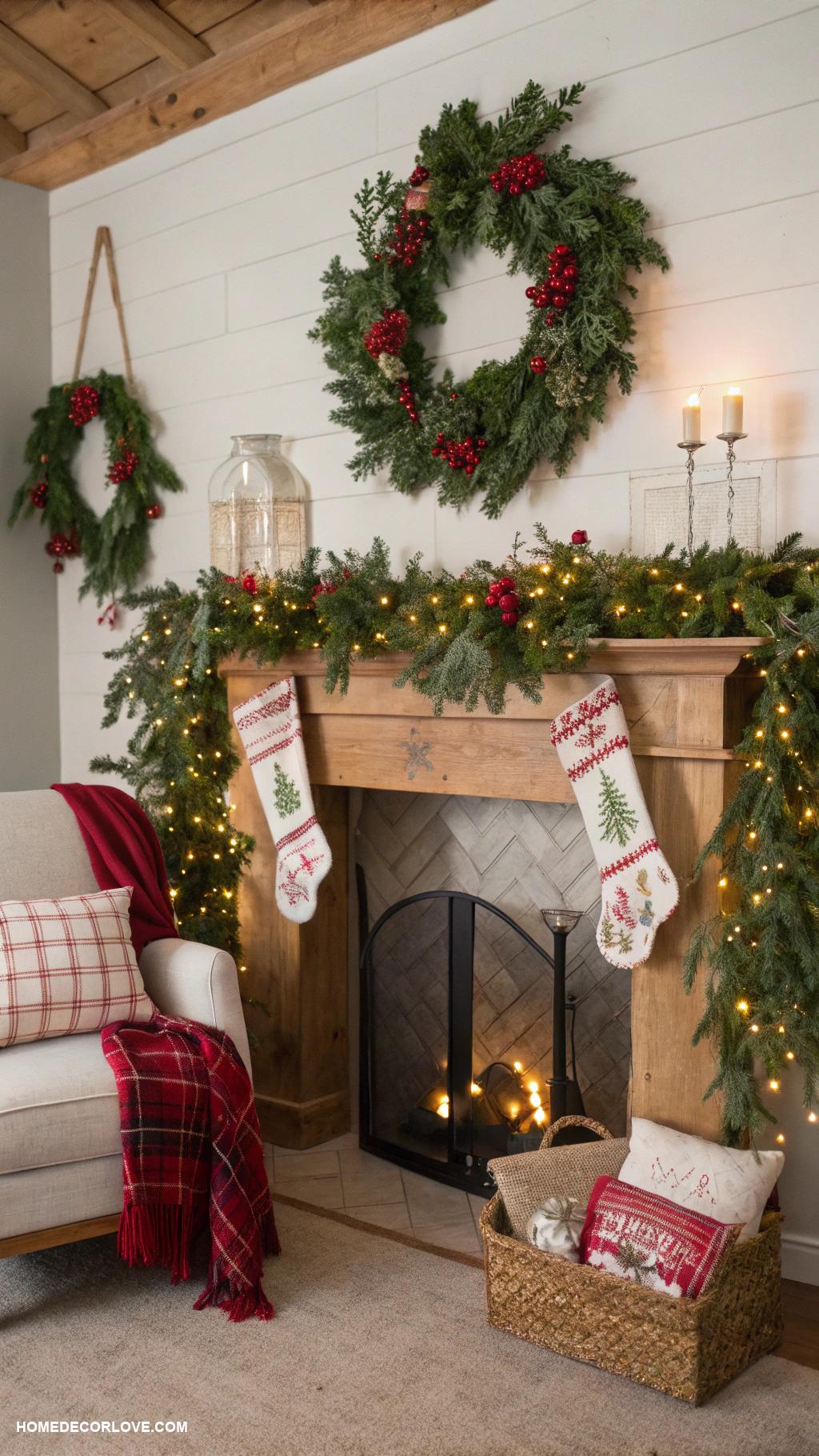 christmas cottage decor Lush greenery garlands