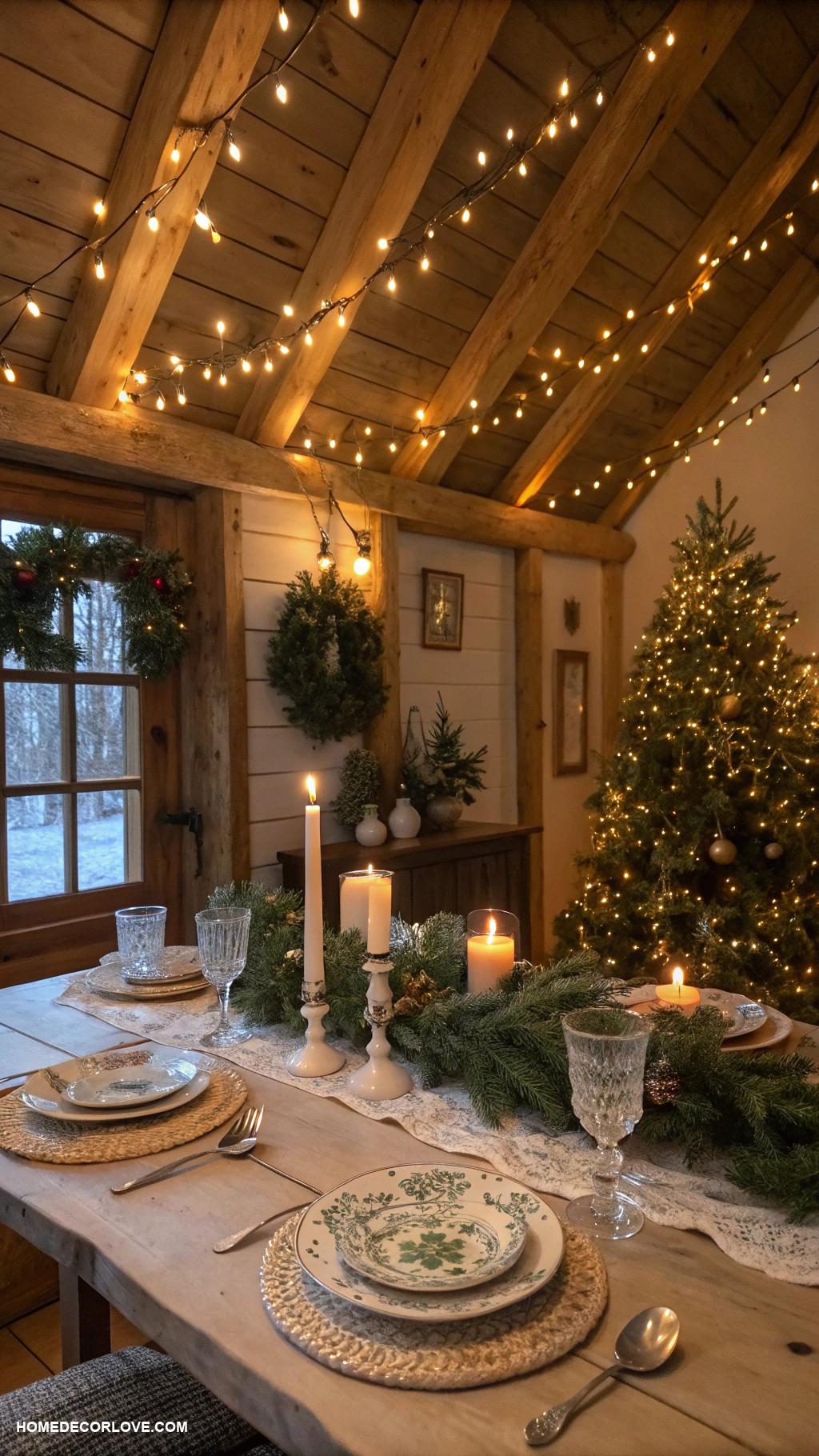 christmas cottage decor Vintage style string lights