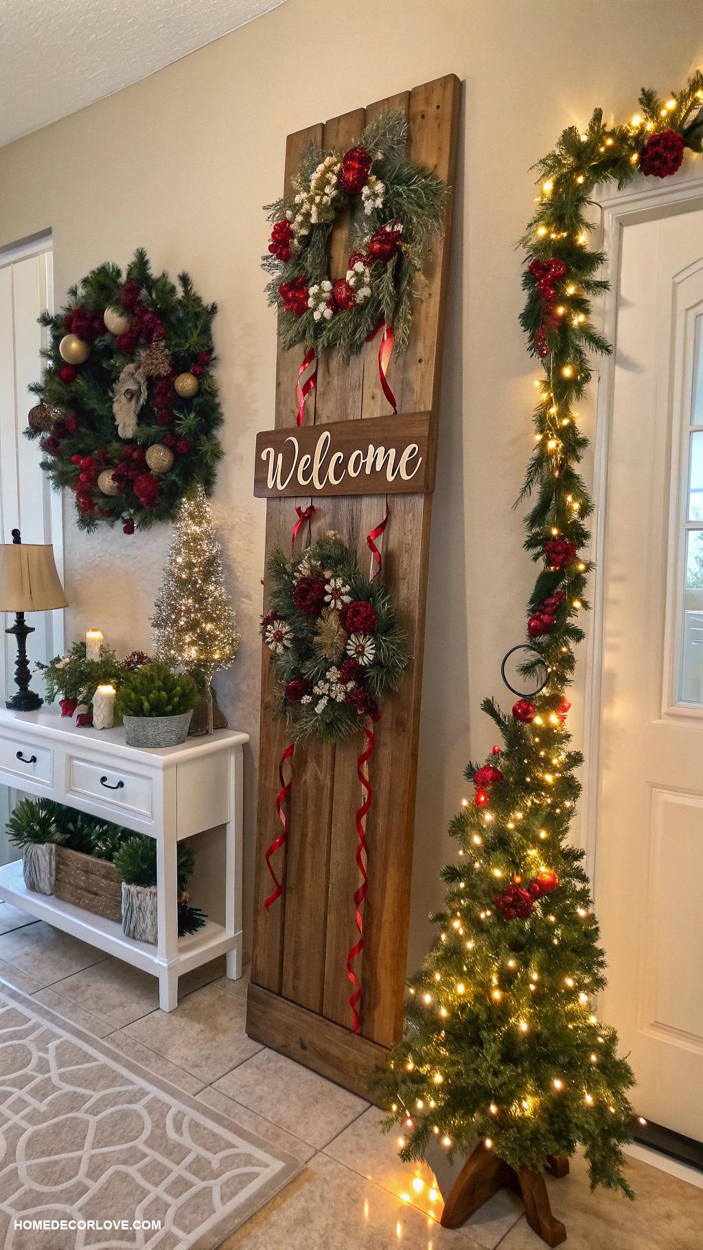 christmas entryway Christmas themed welcome sign