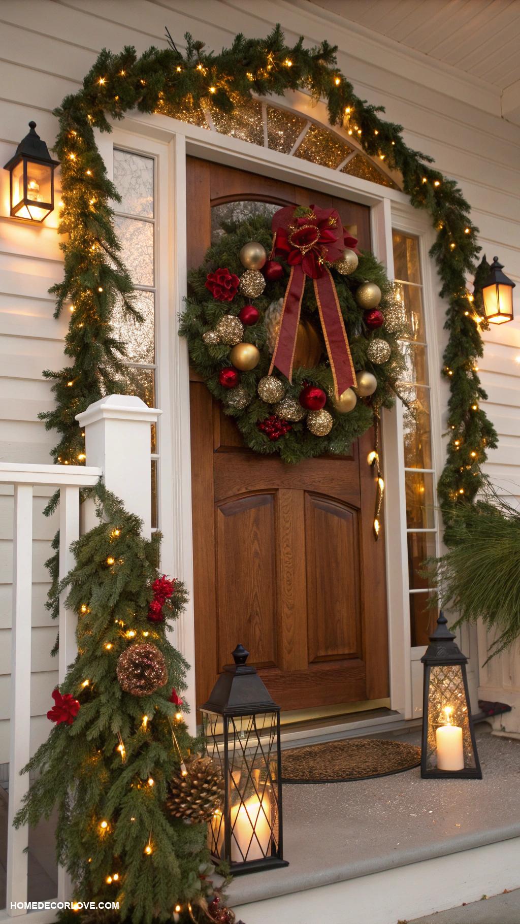 christmas entryway Wreath on the door
