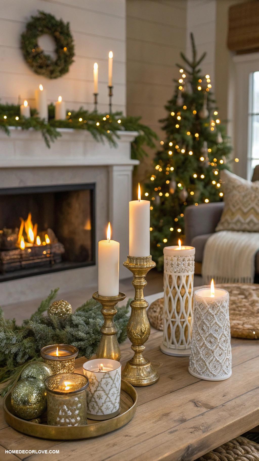 christmas house decor Candles in decorative holders