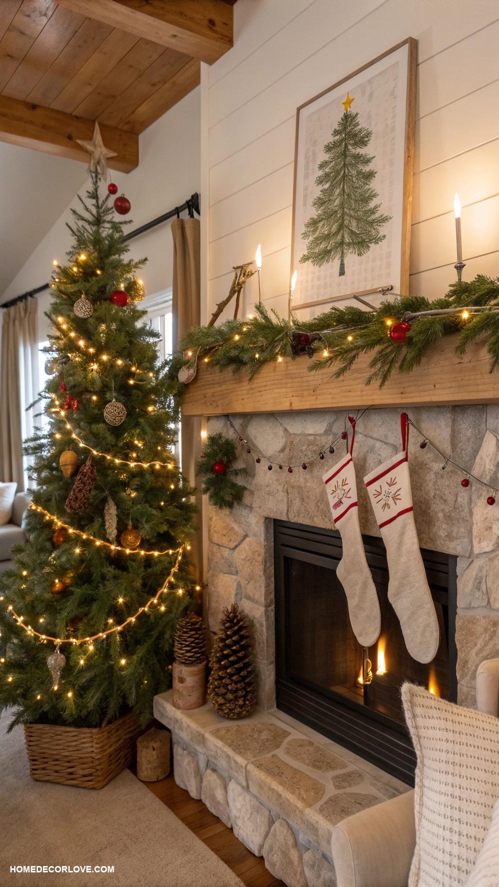 christmas house decor DIY ornaments on branches