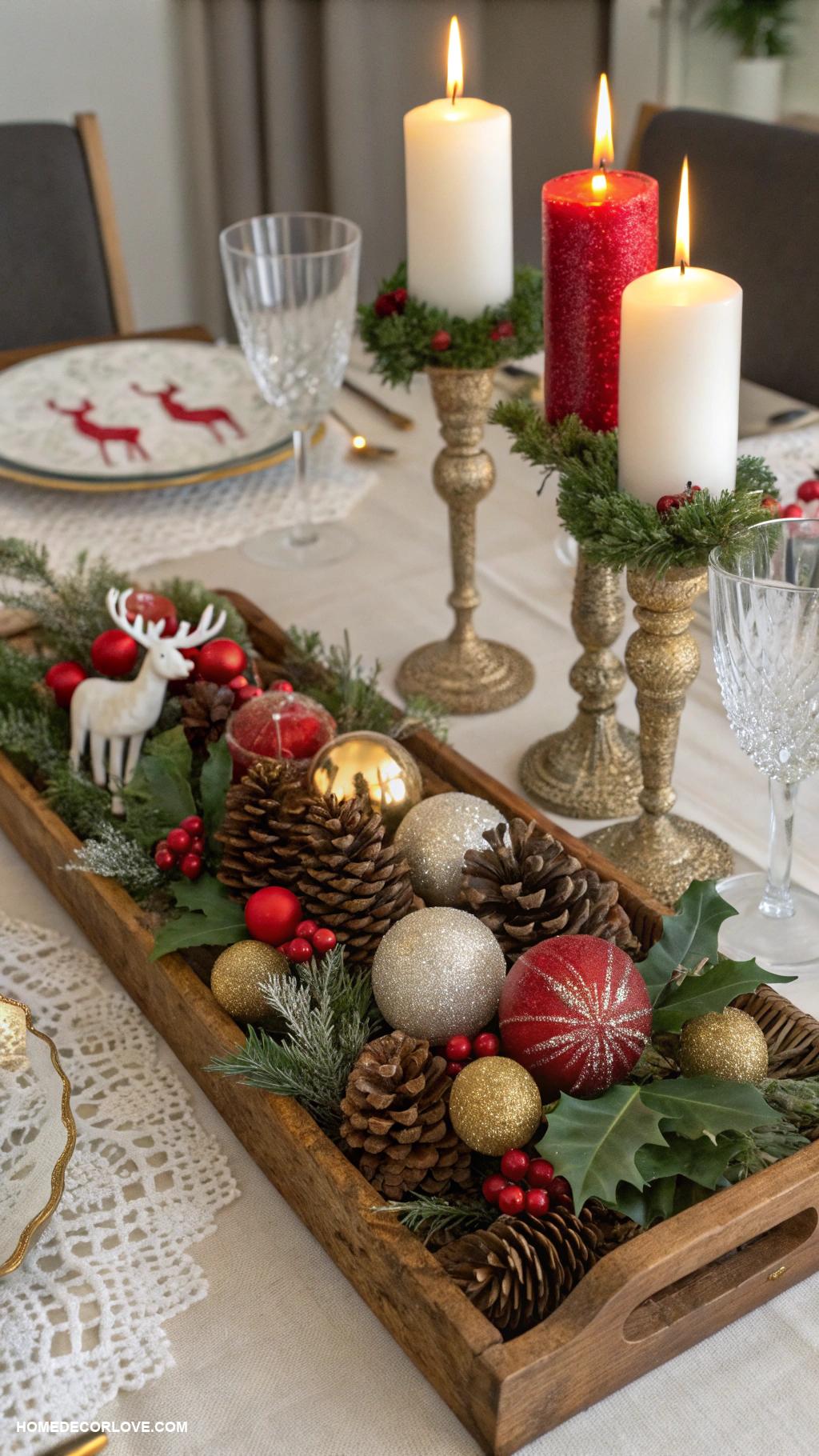 christmas house decor Holiday themed table centerpieces