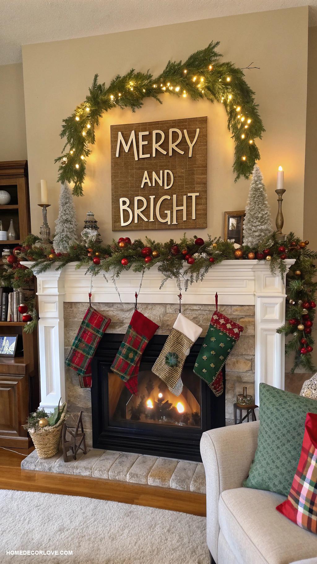 christmas house decor Stockings hung by the fireplace