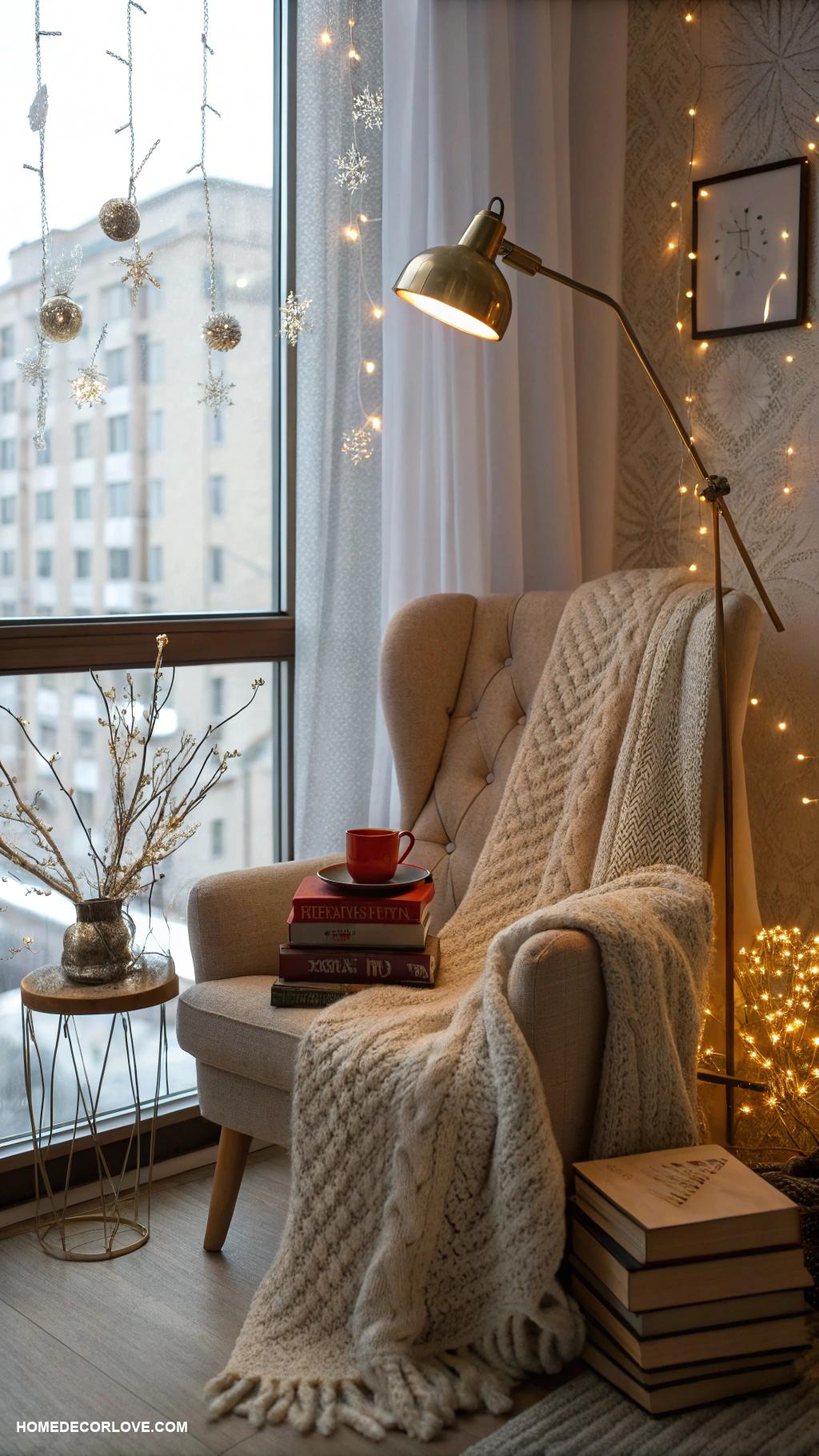 cozy christmas apartment Cozy reading nook by the window