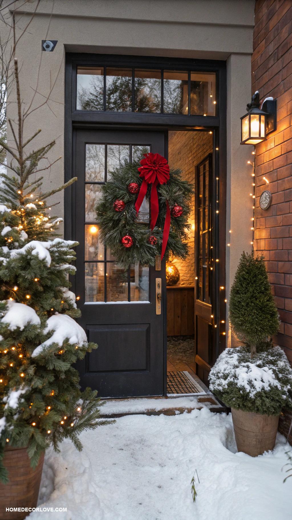 cozy christmas apartment Wreath on the front door