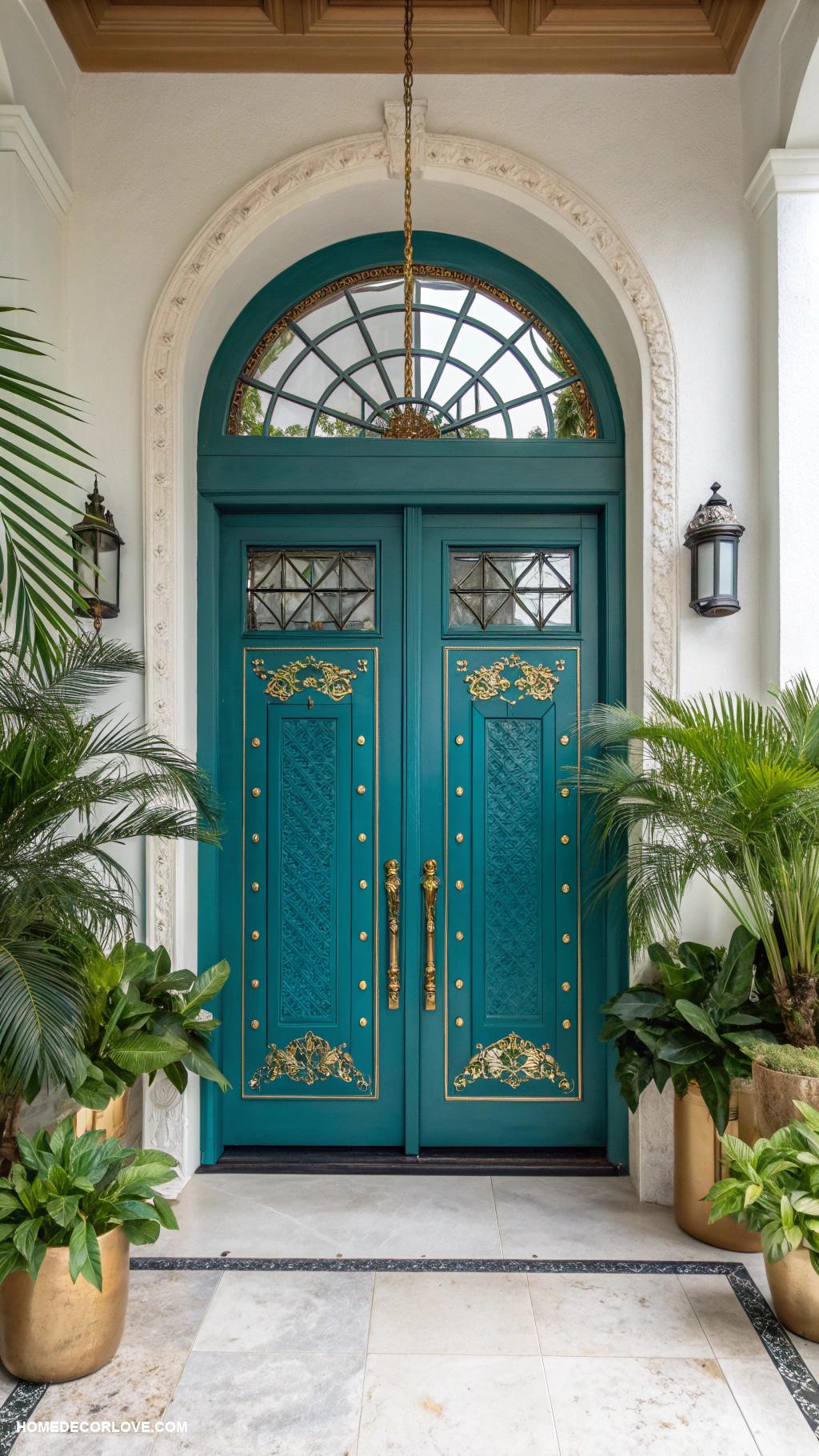 double door entryway Bold painted doors for vibrant accent