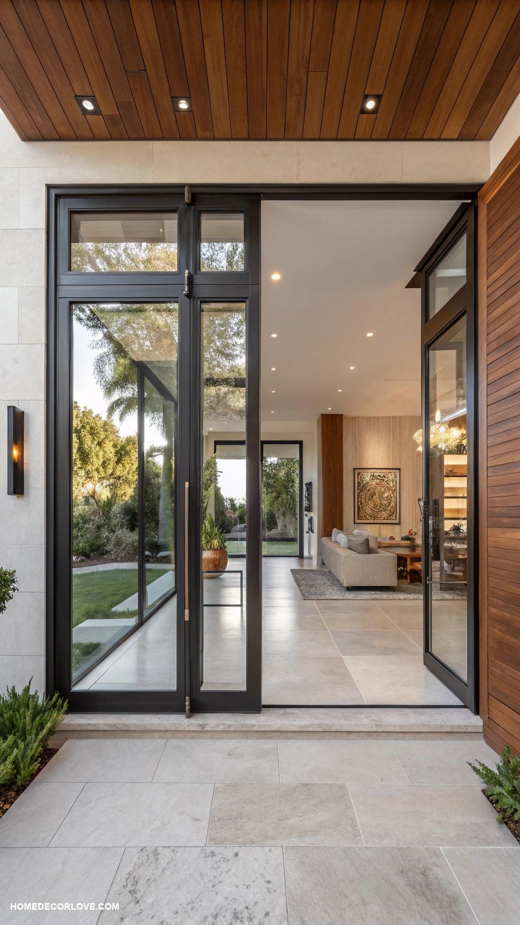 double door entryway Frameless glass doors for open concept design