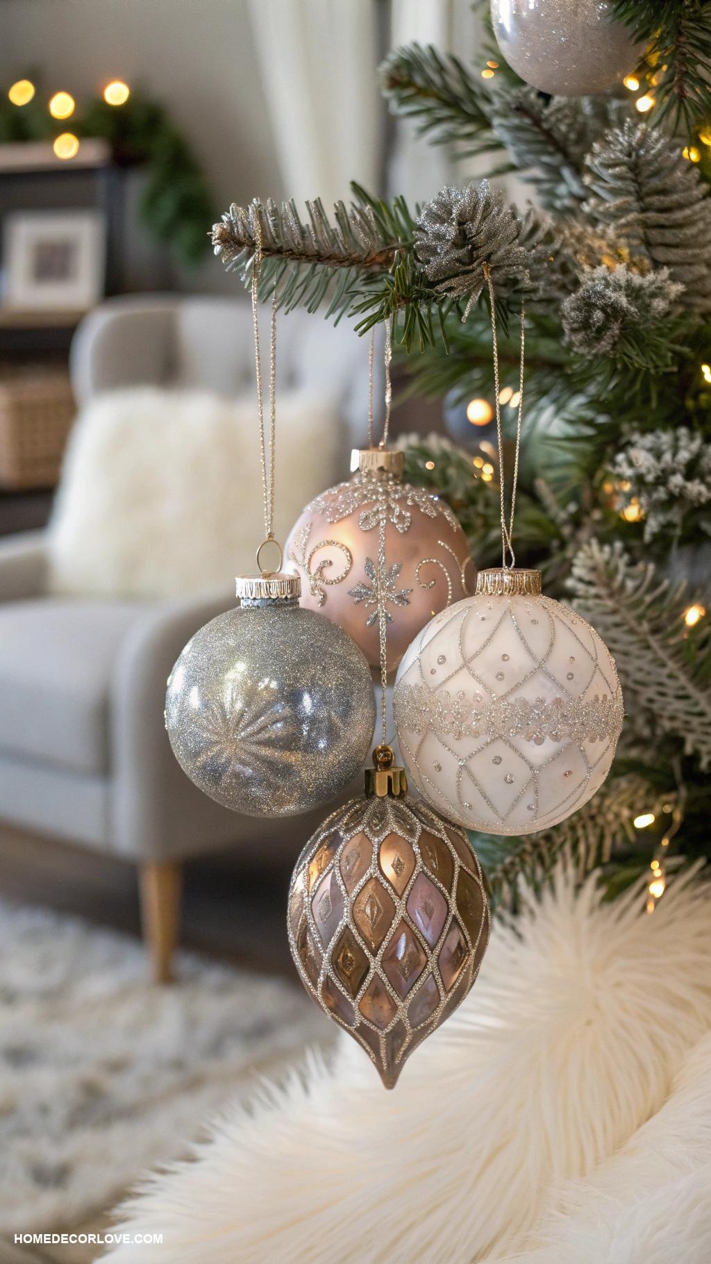 elegant christmas decor Chic glass tree ornaments in clusters