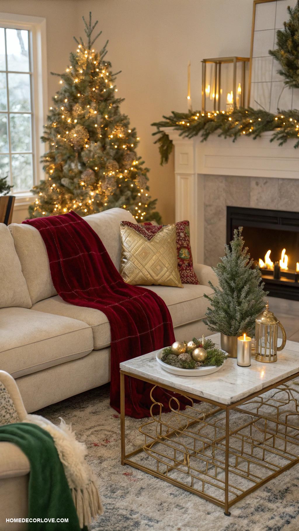 elegant christmas decor Soft throw blankets in festive colors