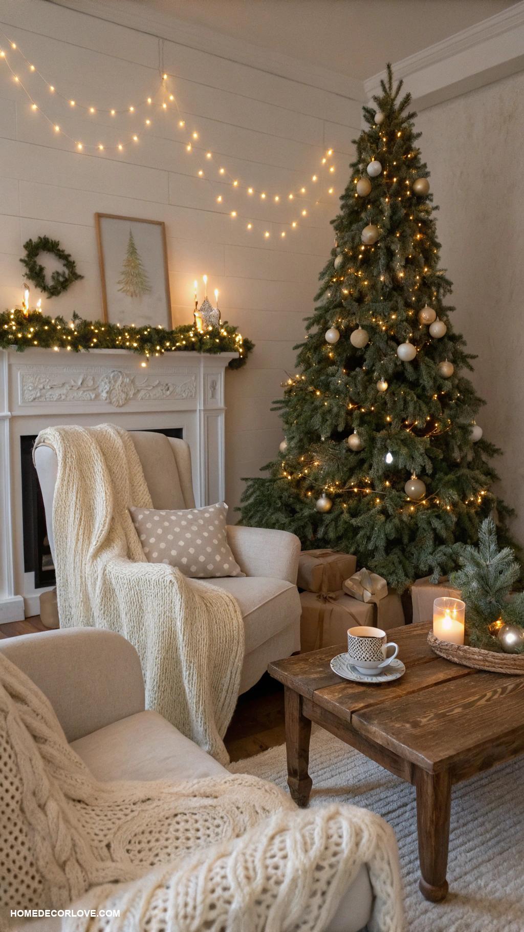 elegant christmas decor White fairy lights for cozy ambiance