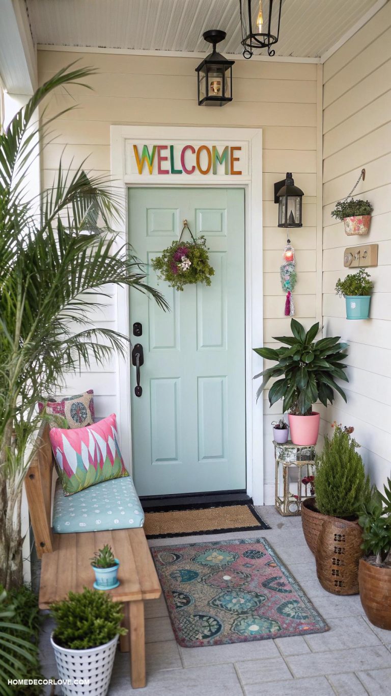 front entryway ideas Add a cheerful welcome sign