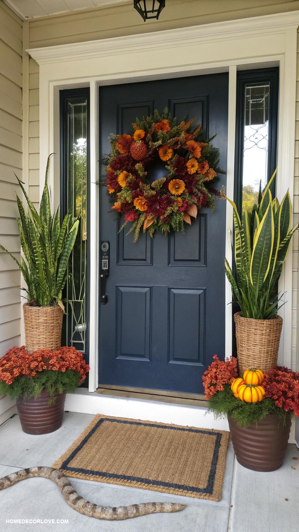 front entryway ideas Display seasonal wreaths for decoration