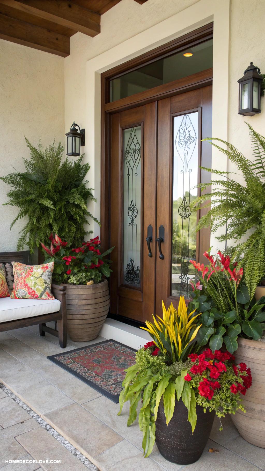 front entryway ideas Incorporate vibrant potted plants