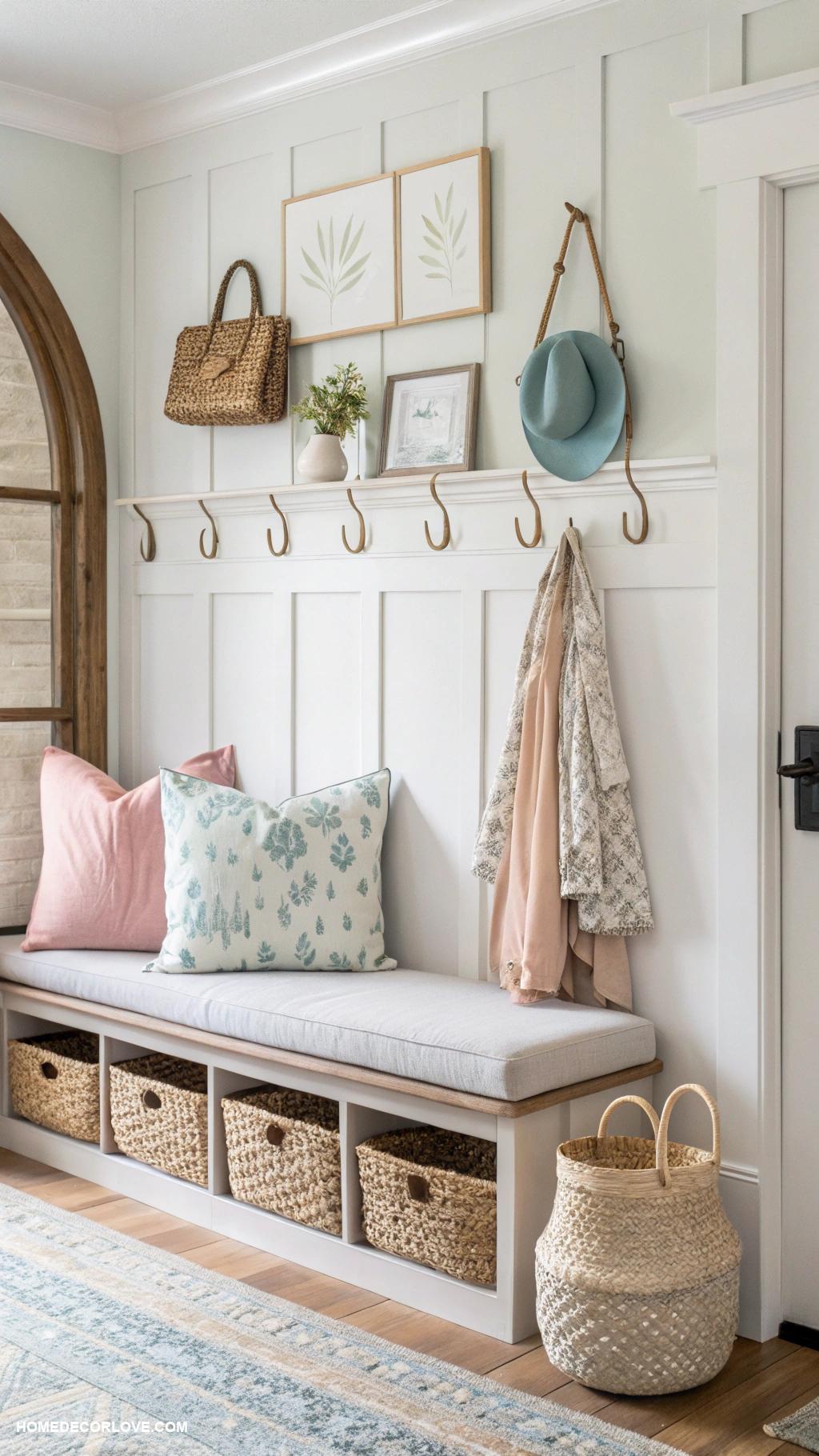 front entryway ideas Install stylish wall hooks for organization