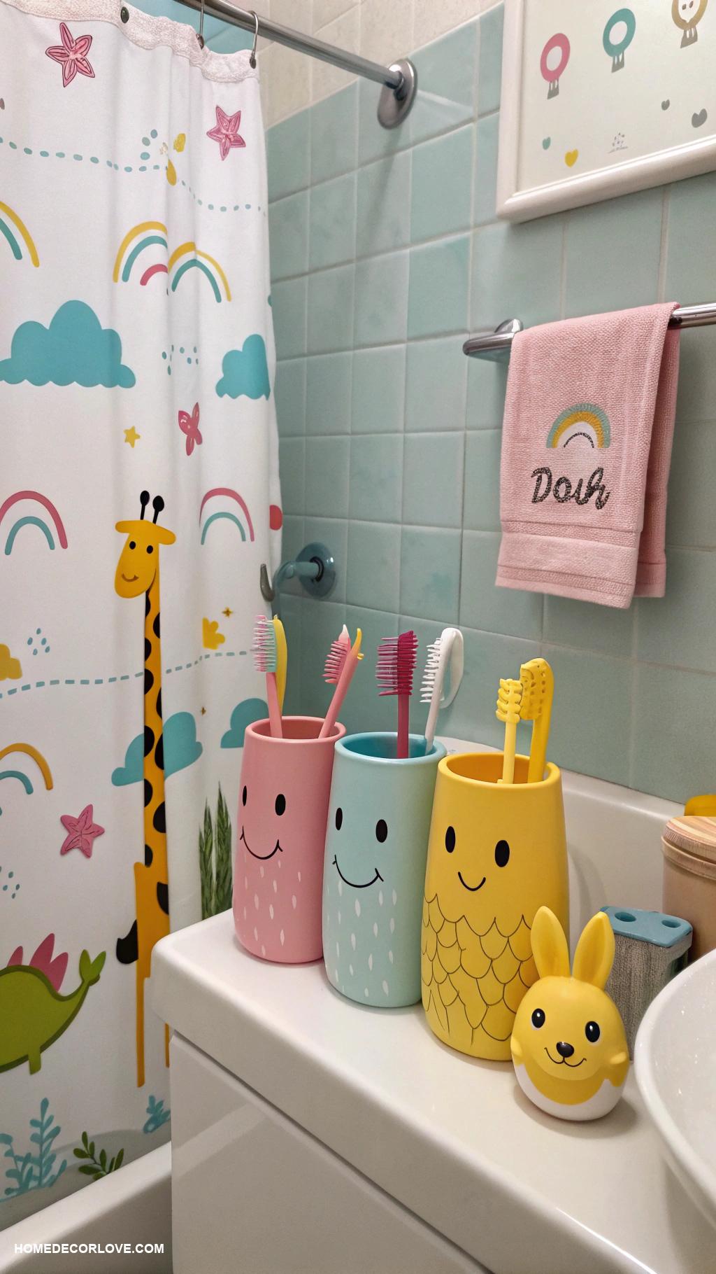 kids bathroom ideas Brightly colored toothbrush holders