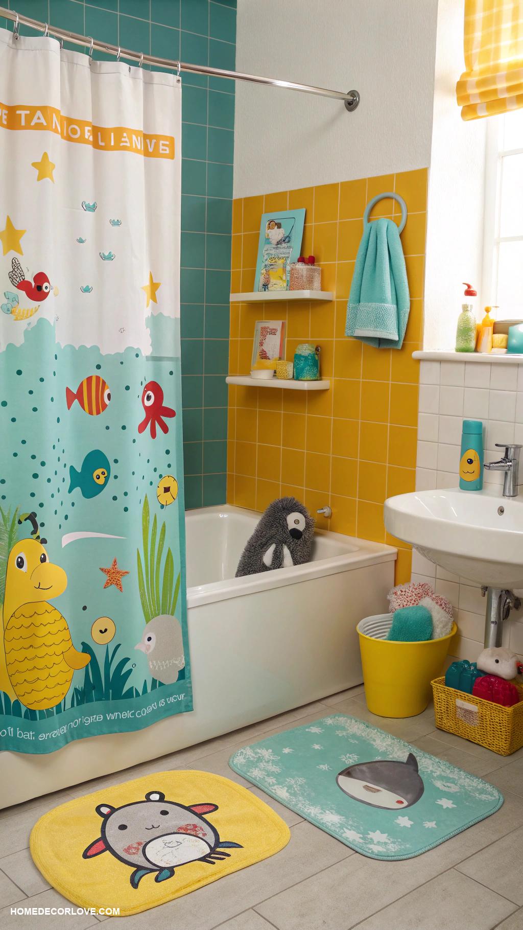 kids bathroom ideas Colorful shower curtains for a fun theme
