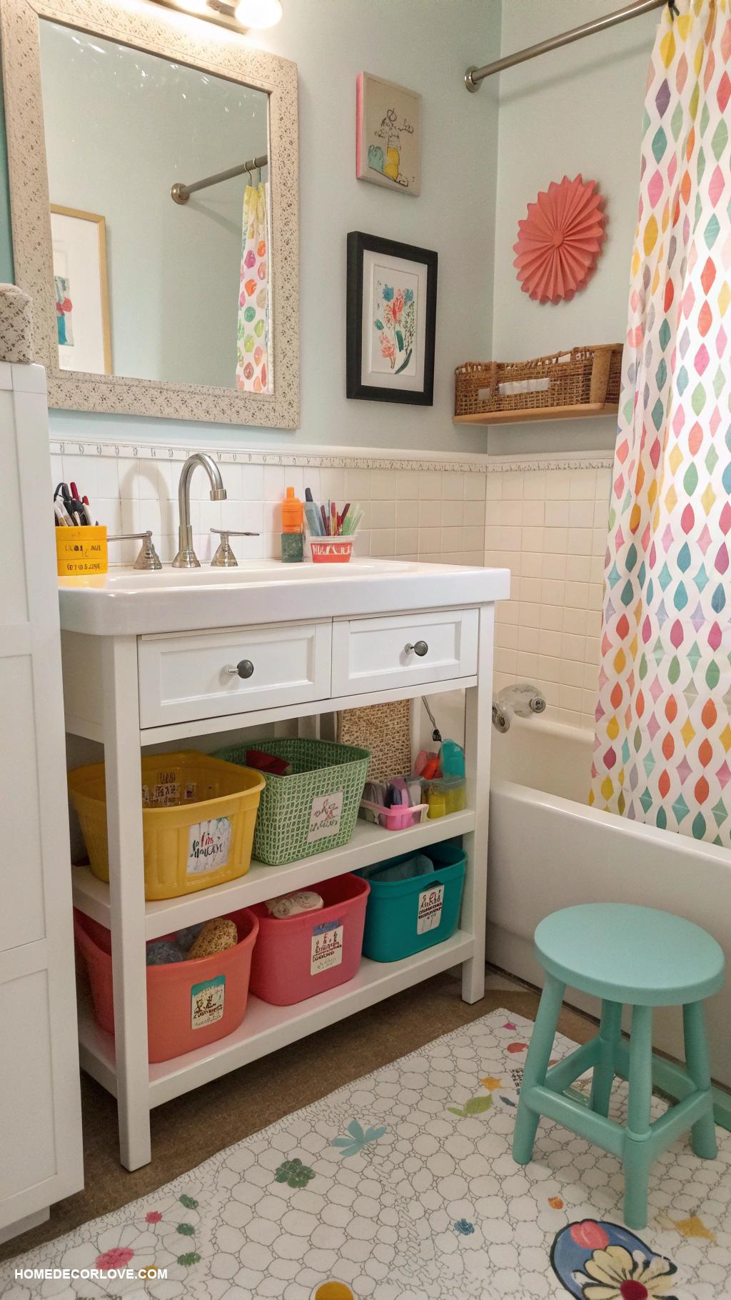 kids bathroom ideas Under sink storage for toys and essentials