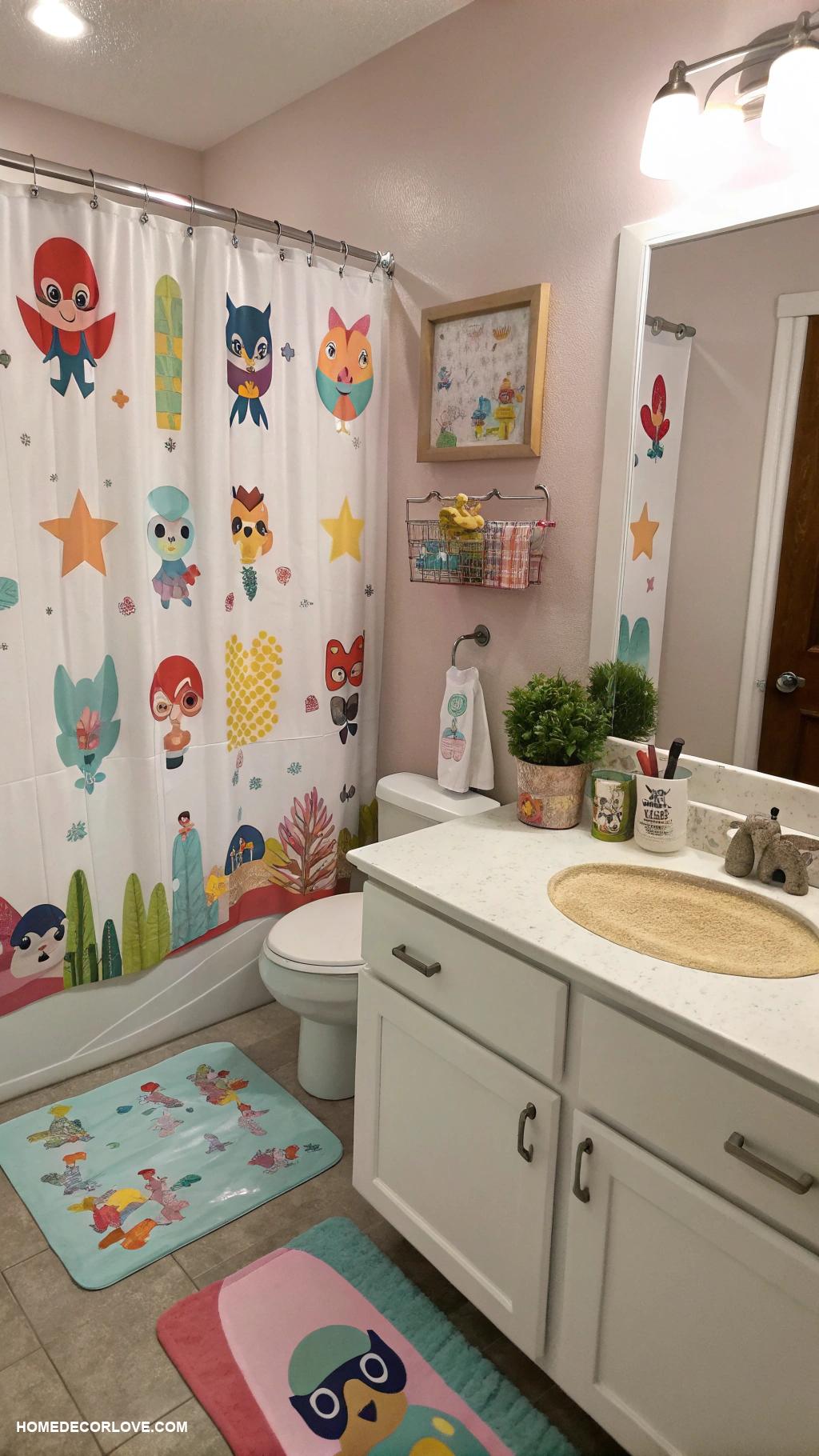 kids bathroom ideas Wall decals of favorite cartoon characters