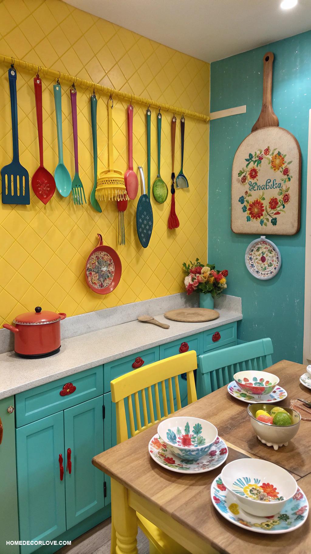 kitschy kitchen inspo Funky oversized utensils as wall decor
