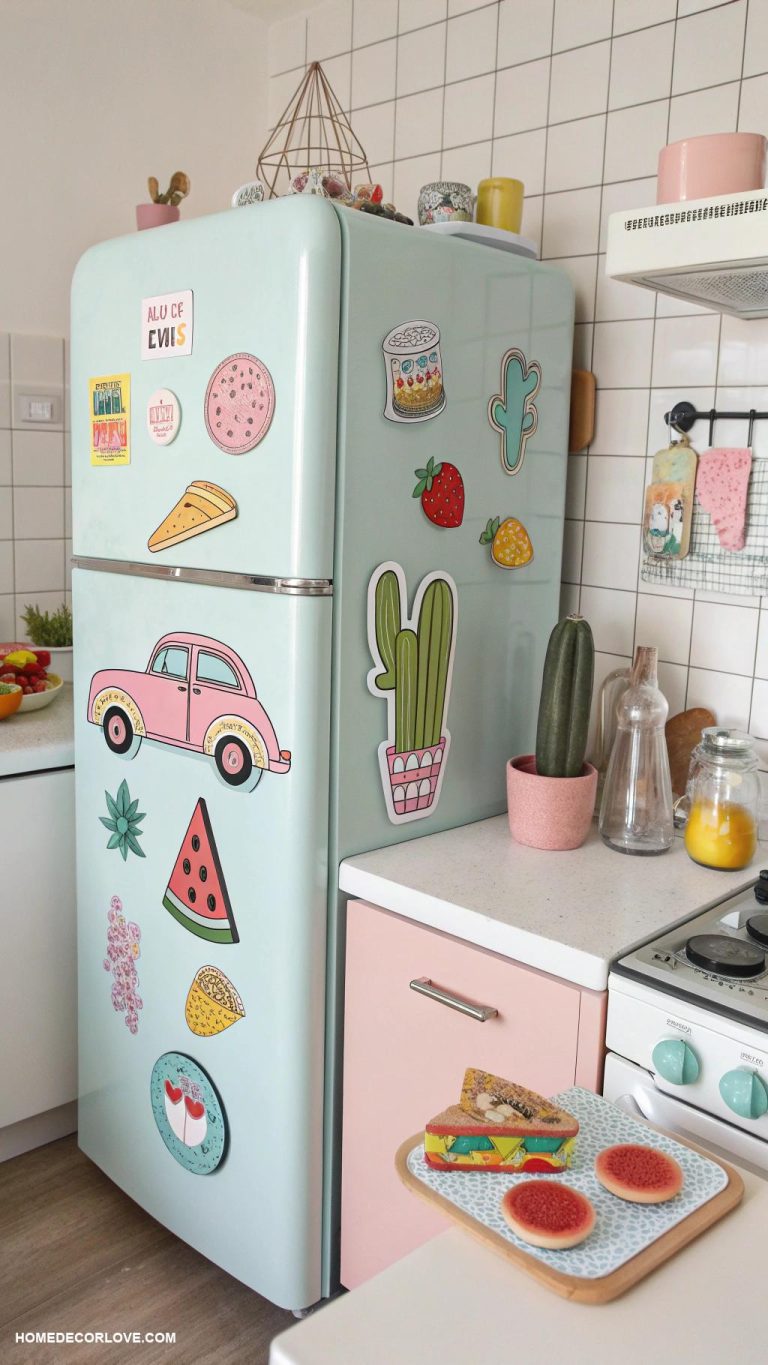kitschy kitchen inspo Whimsical magnets on the fridge