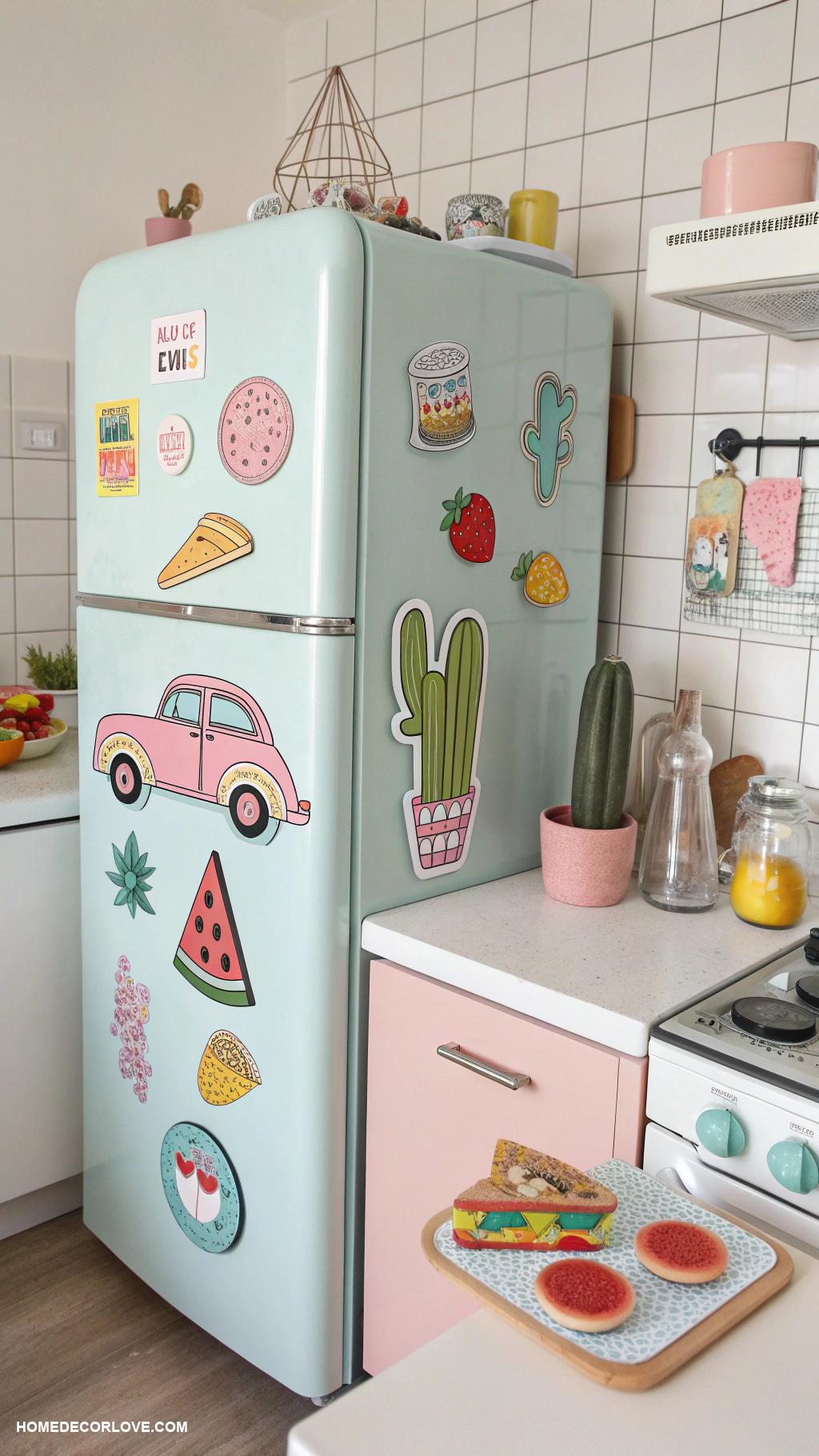kitschy kitchen inspo Whimsical magnets on the fridge