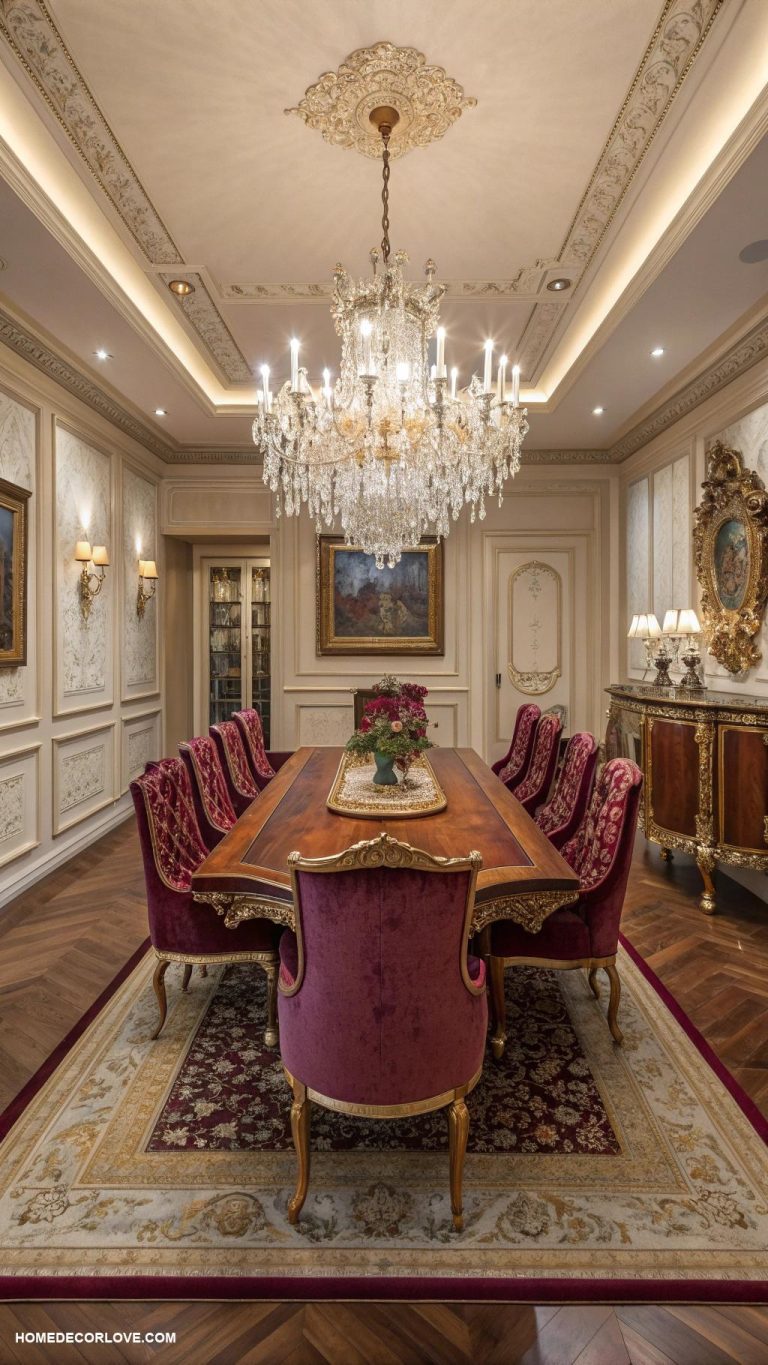 luxury dining room Luxurious area rug for warmth and texture