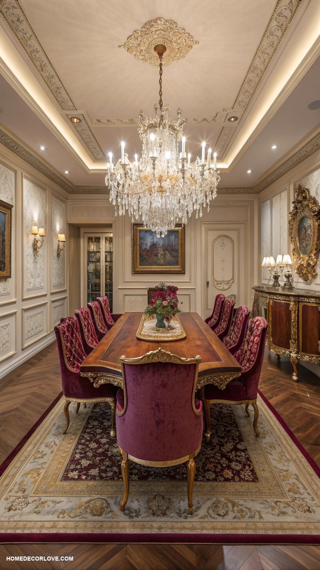 luxury dining room Luxurious area rug for warmth and texture