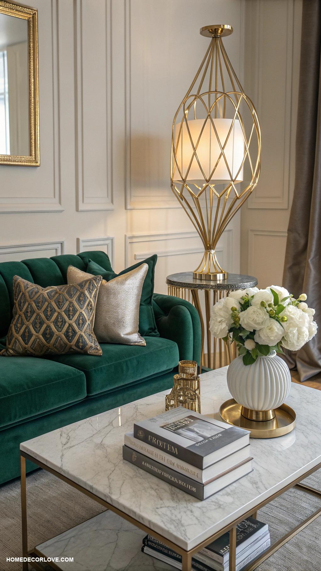 luxury living room Chic metallic accent lamp