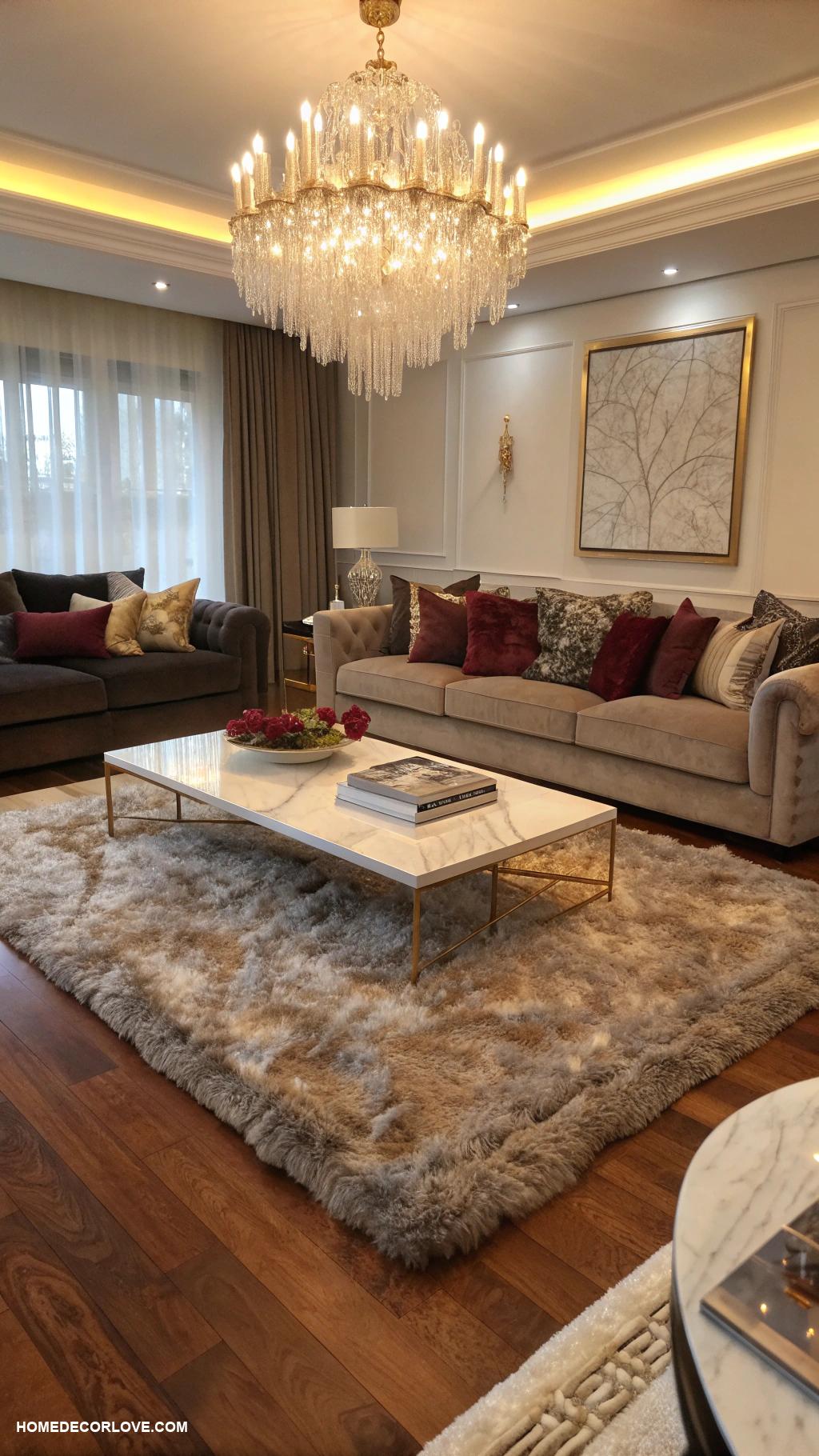 luxury living room Cozy fur area rug