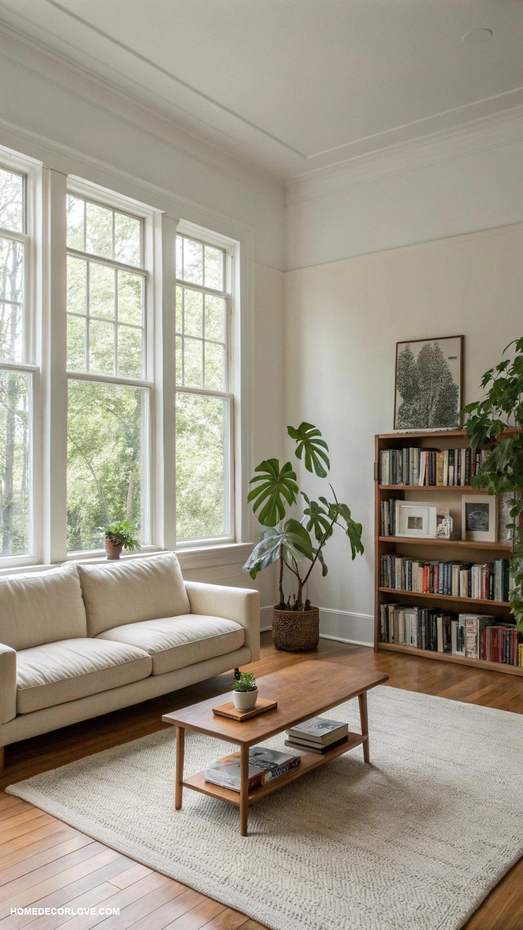 minimalist living room Limit decor to essential items only