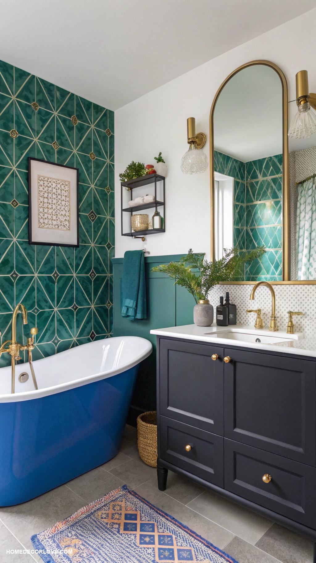 modern bathroom Bold color accents for visual interest