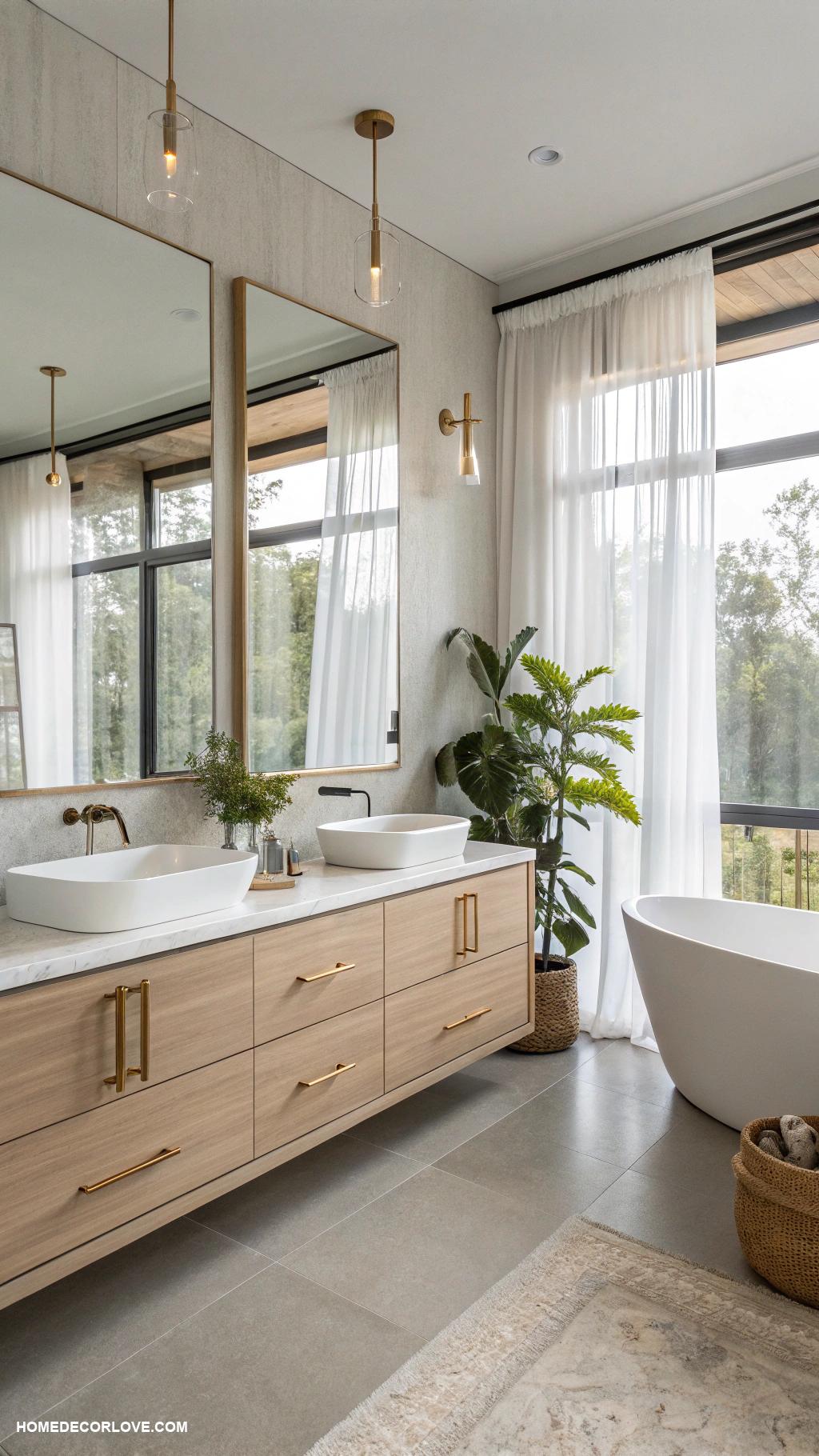 modern bathroom Floating vanities for a spacious feel