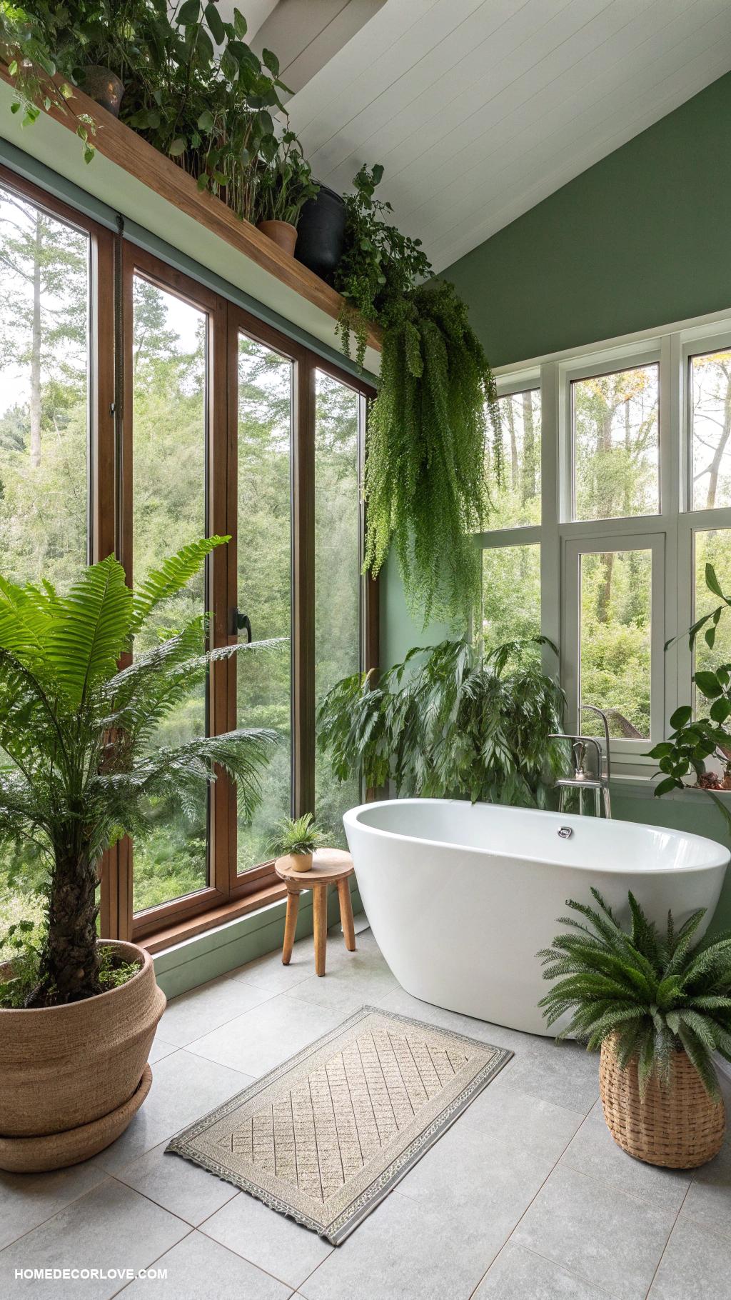 modern bathroom Greenery to enhance tranquility