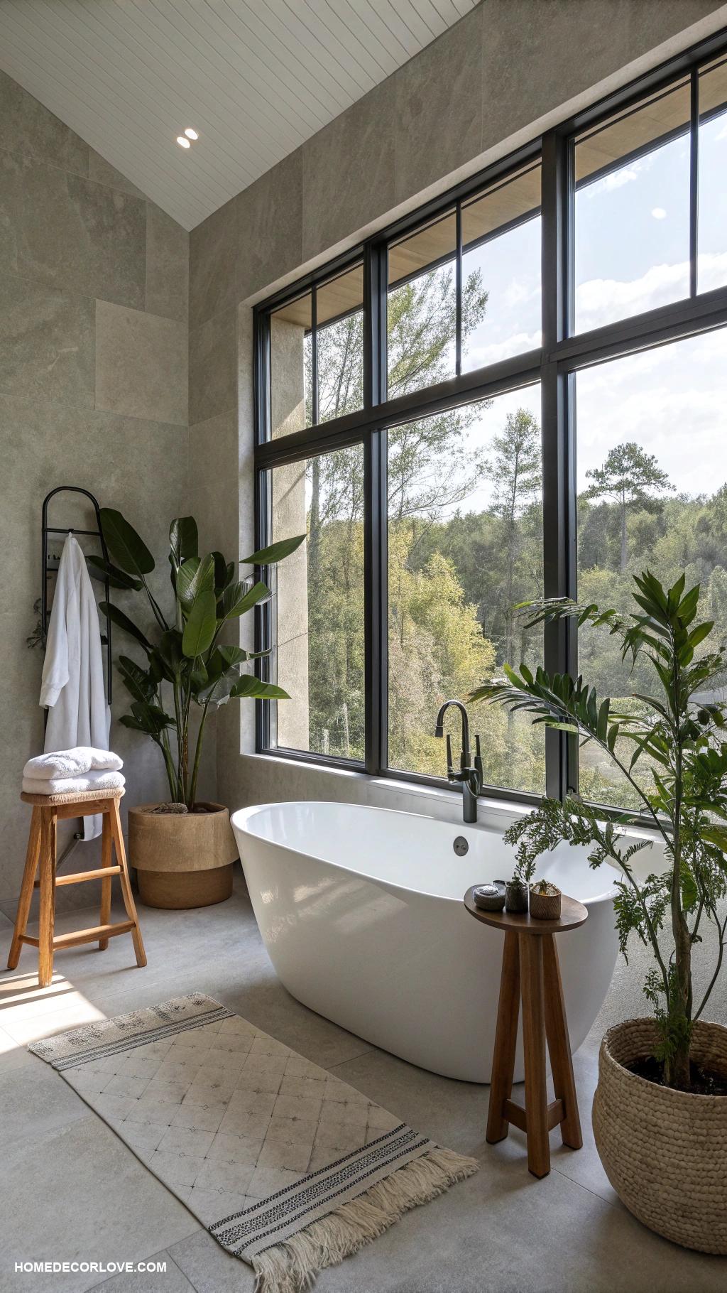 modern bathroom Natural lighting through large windows