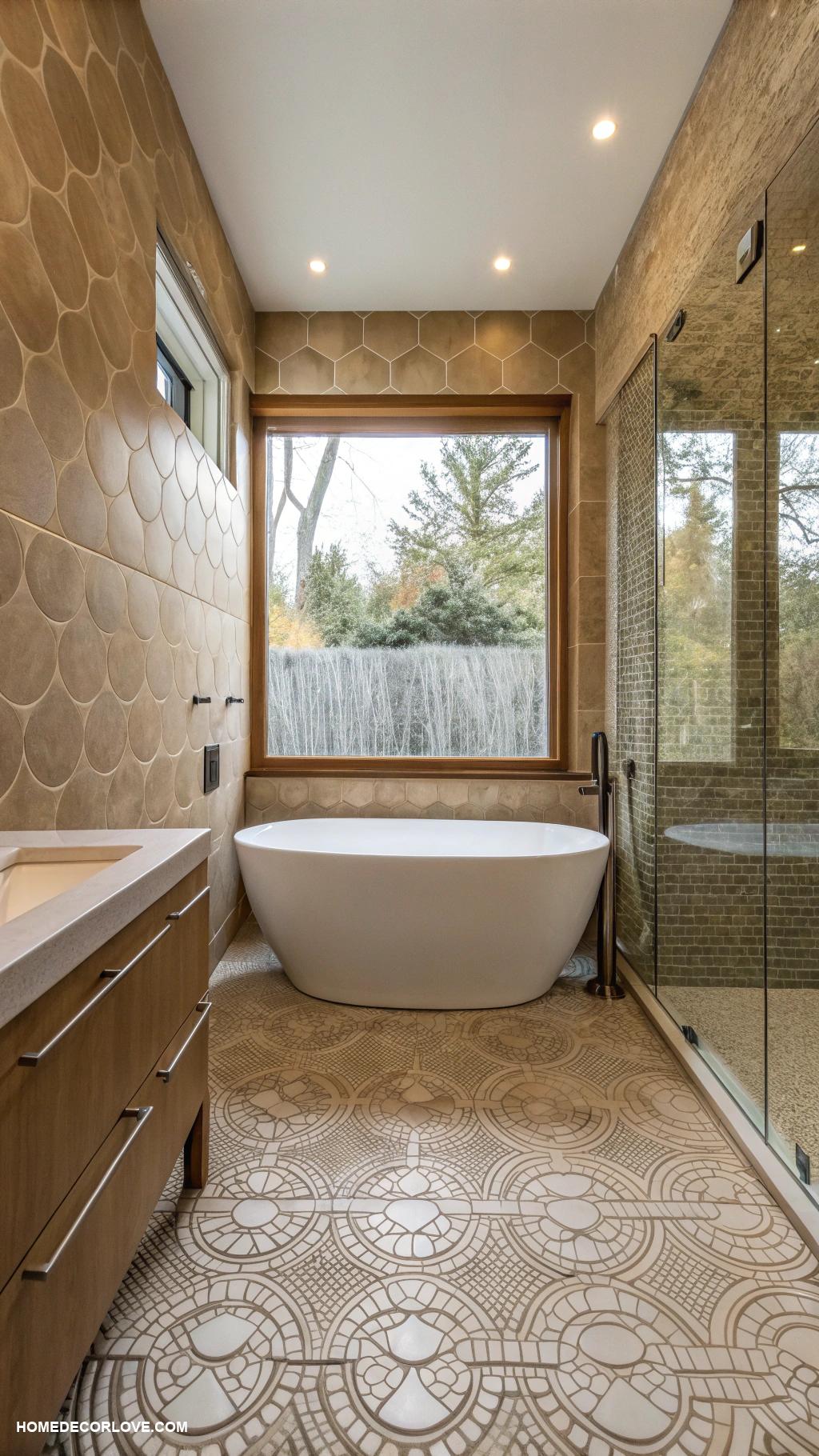 modern bathroom Textured tiles for depth and character