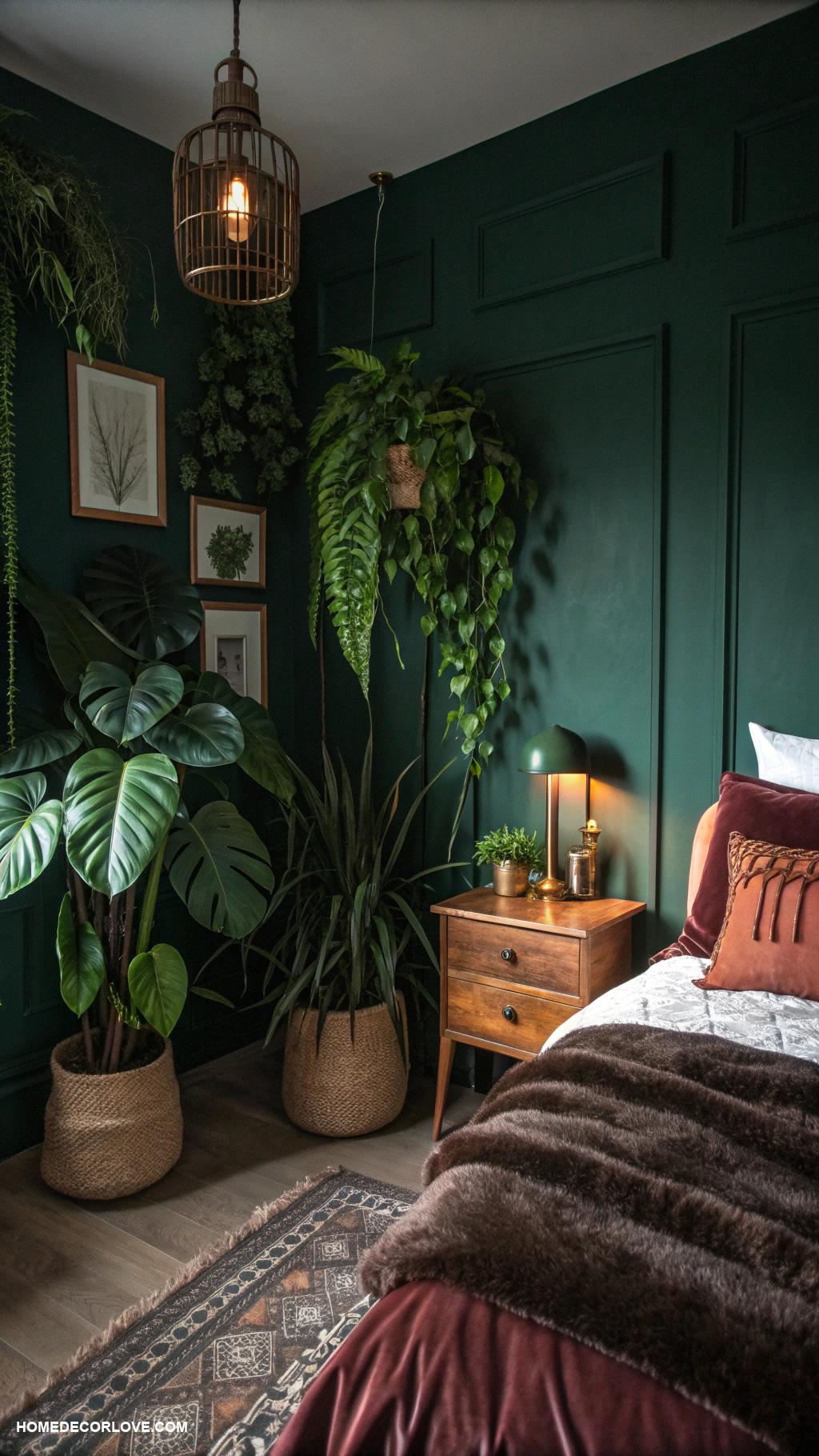 moody bedroom Plants in shadowy corners