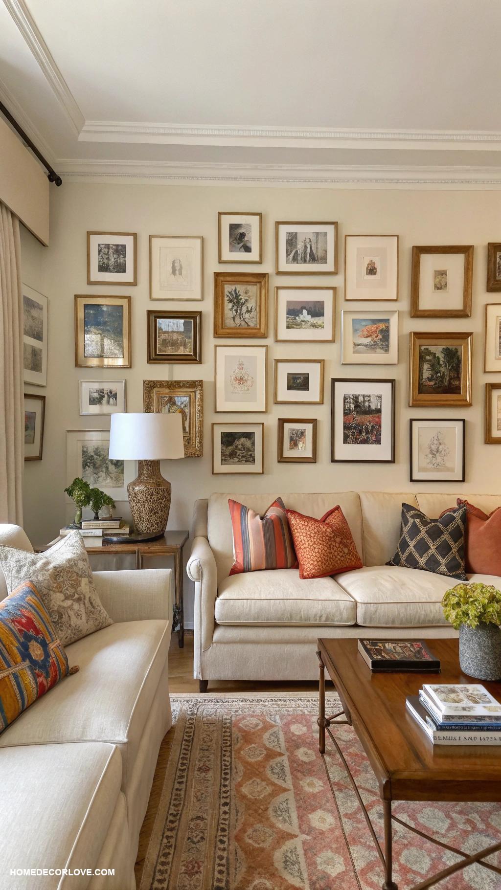 nancy meyers living room Artistic wall frames showcasing memories